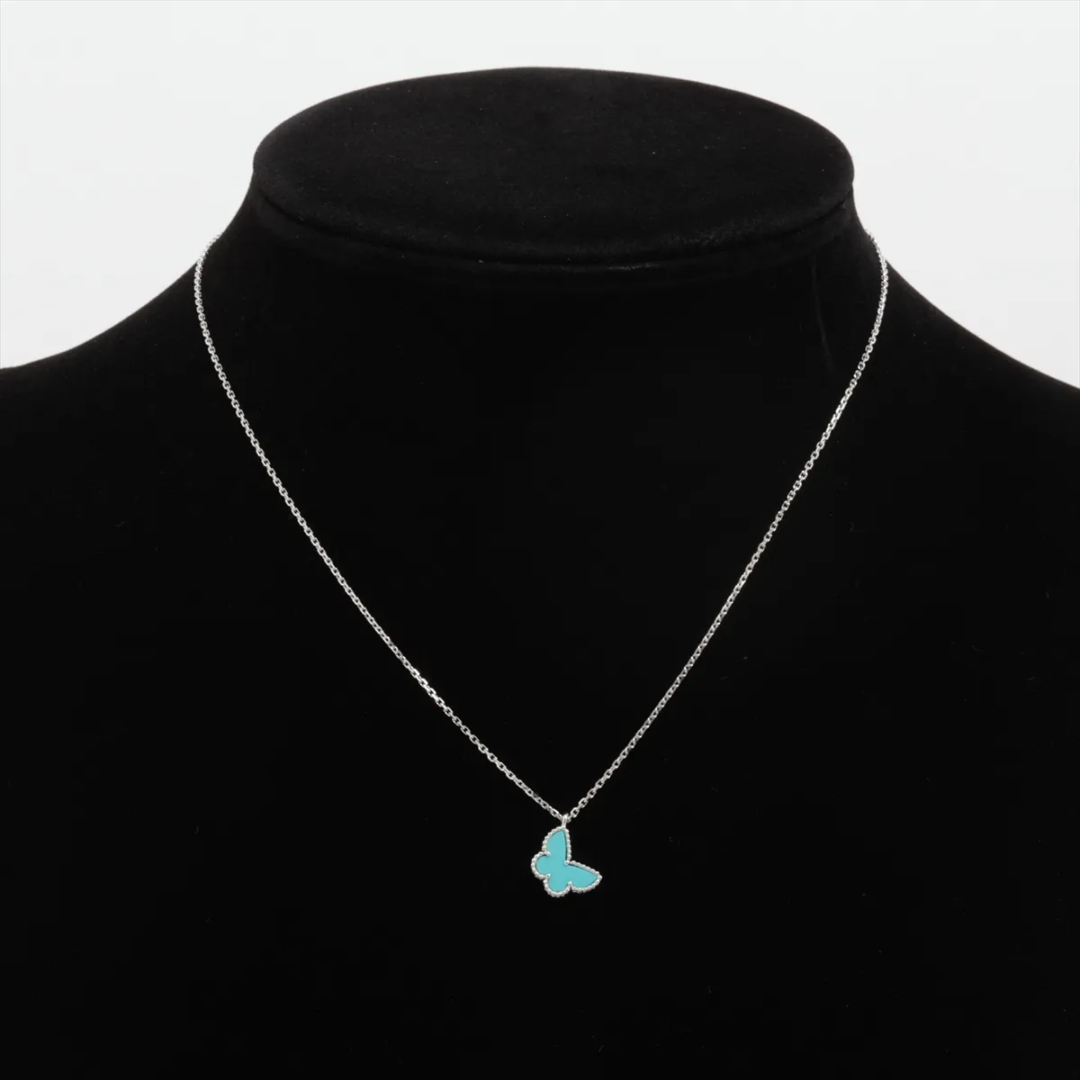Sweet Alhambra Papillon Turquoise Necklace, 750 (WG), 2.9g, JE150696, minor imperfections in the stone. — view 5