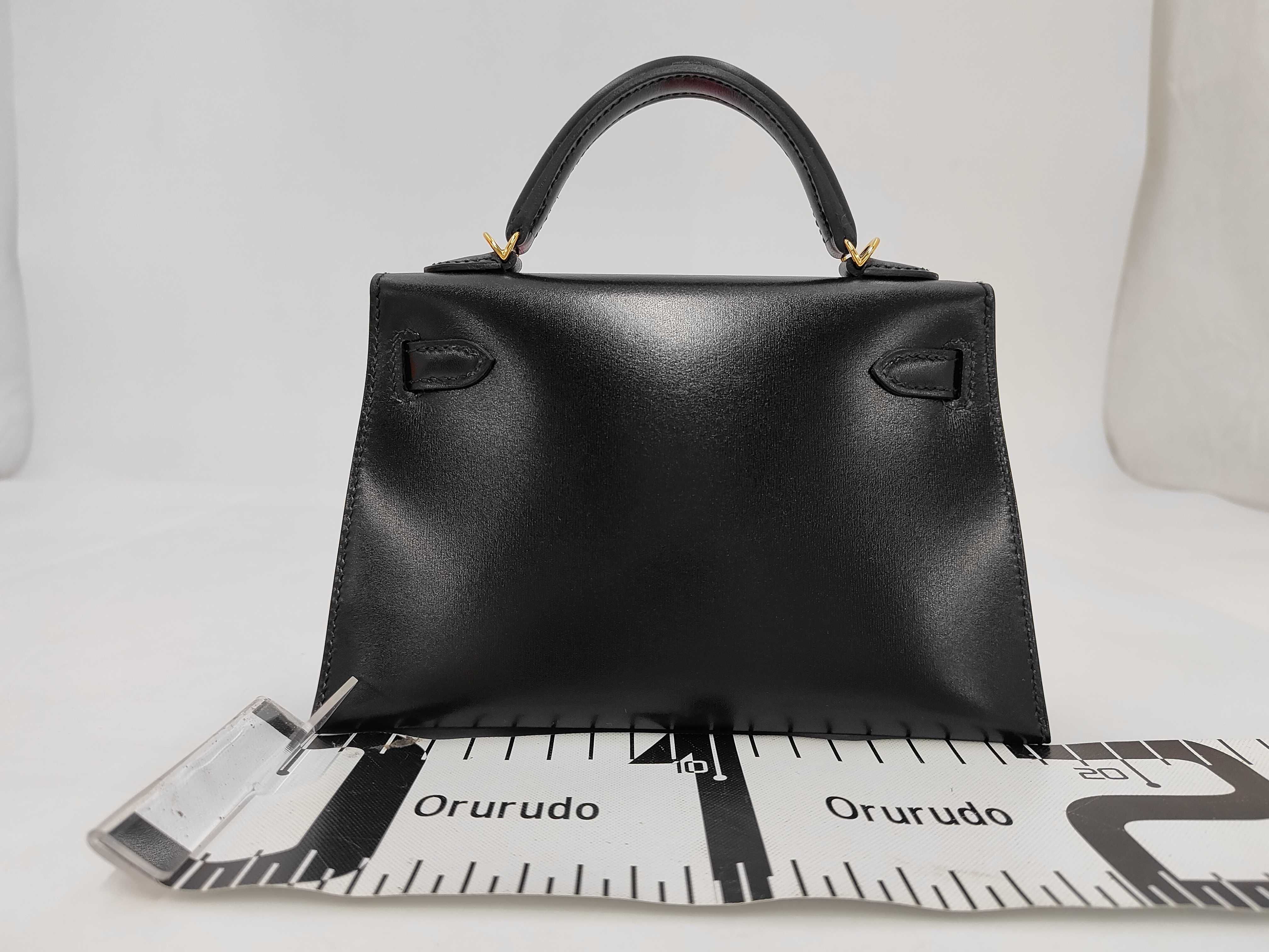 Mini Kelly II, B stamp, black box calf leather, gold hardware, dust bag, box, handbag. — view 2