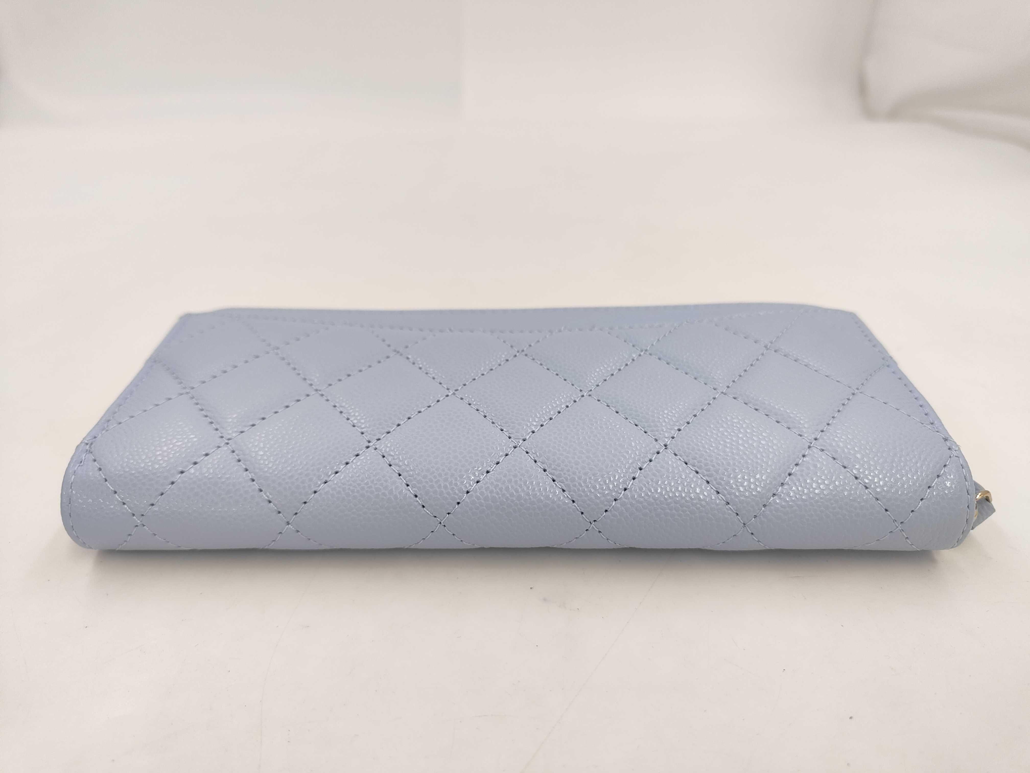 Classic Long Zip Wallet, Matelassé Caviar Skin, Long Wallet, Blue, AP5181 — view 3