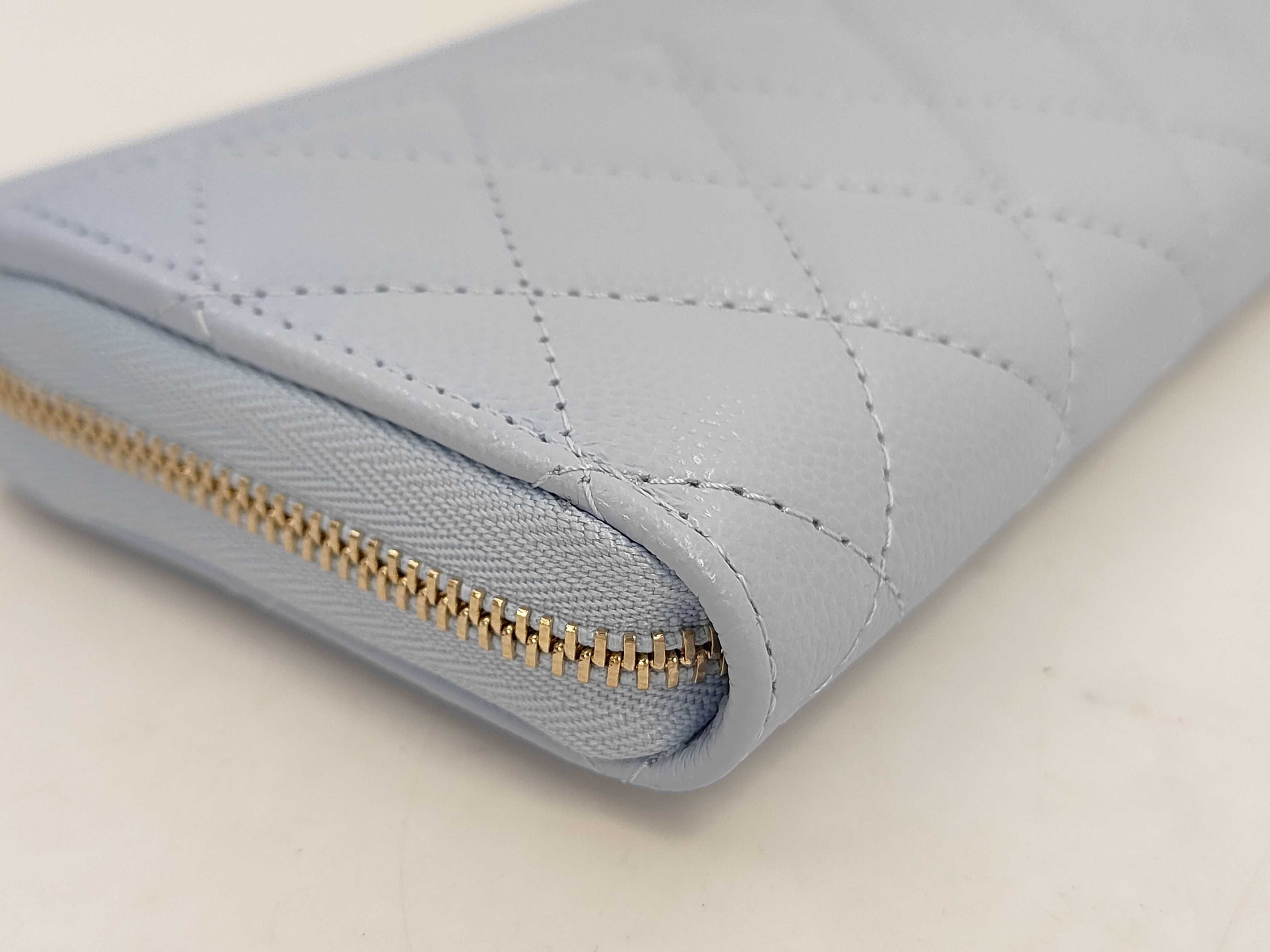 Classic Long Zip Wallet, Matelassé Caviar Skin, Long Wallet, Blue, AP5181 — view 6