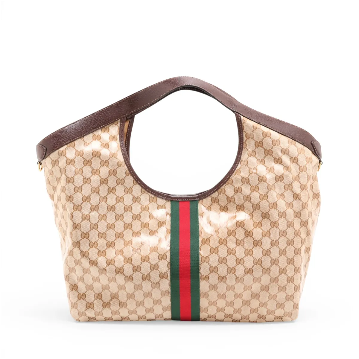 Coated GG Canvas Giglio Large Coated Canvas x Leather Tote Bag Beige x Brown 853971 — view 2