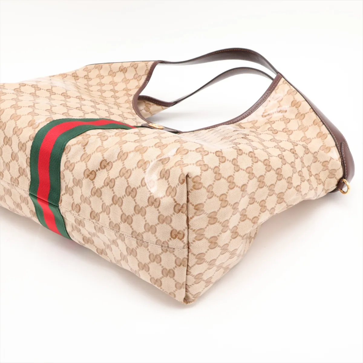 Coated GG Canvas Giglio Large Coated Canvas x Leather Tote Bag Beige x Brown 853971 — view 3