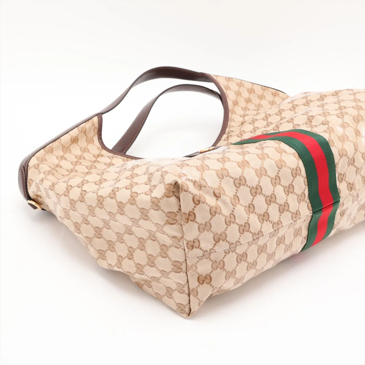 Coated GG Canvas Giglio Large Coated Canvas x Leather Tote Bag Beige x Brown 853971 — view 4