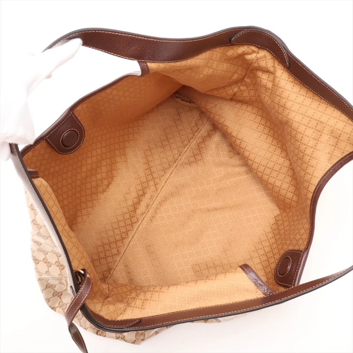 Coated GG Canvas Giglio Large Coated Canvas x Leather Tote Bag Beige x Brown 853971 — view 7