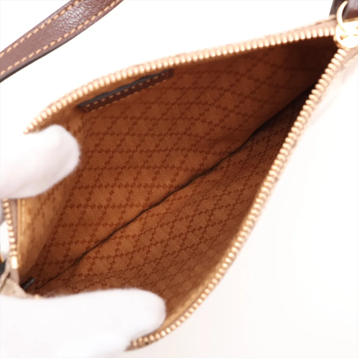Coated GG Canvas Giglio Large Coated Canvas x Leather Tote Bag Beige x Brown 853971 — view 8