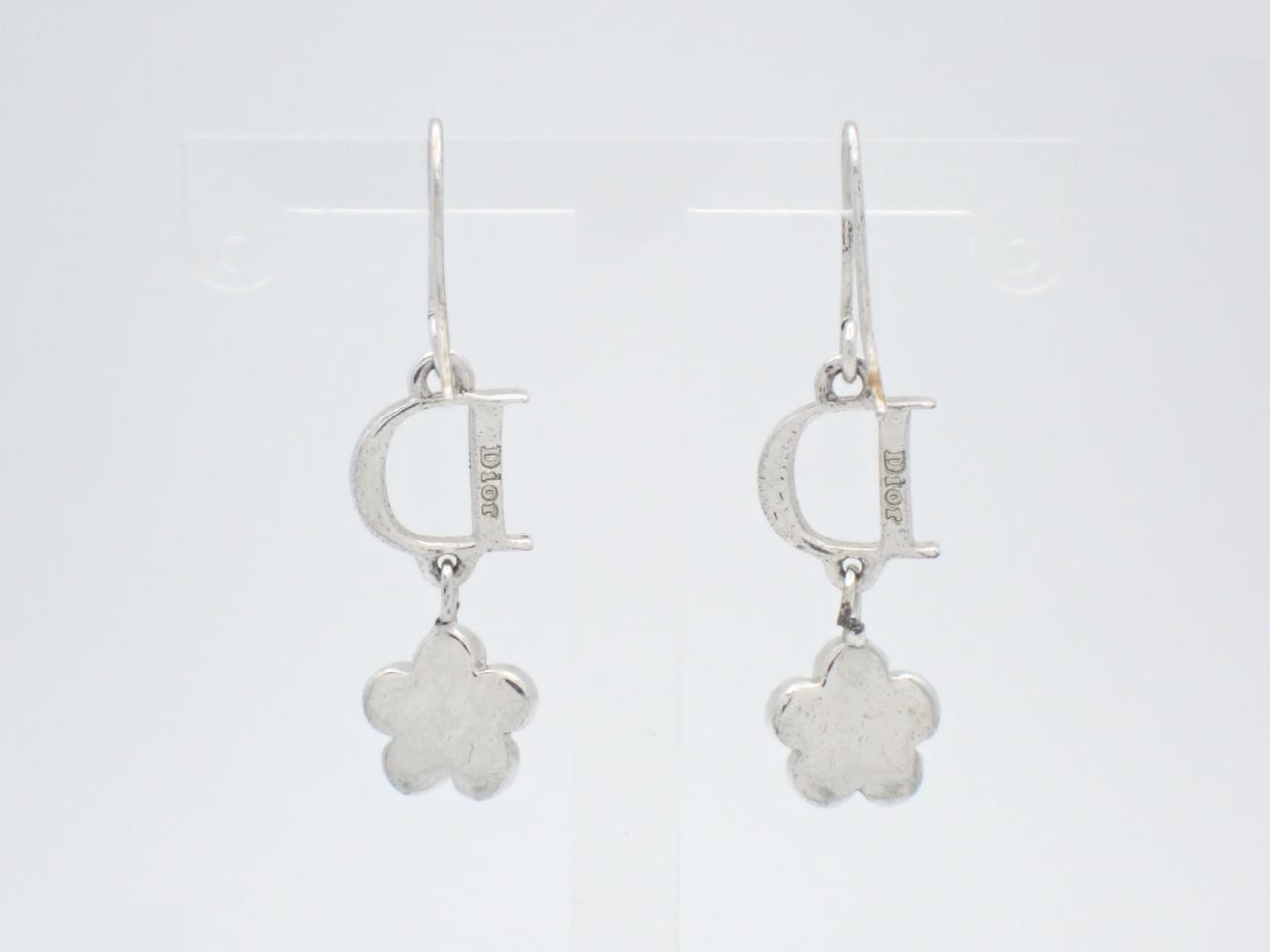 Other lines: Precious metal earrings, D flower design, rhinestone, silver. — view 2