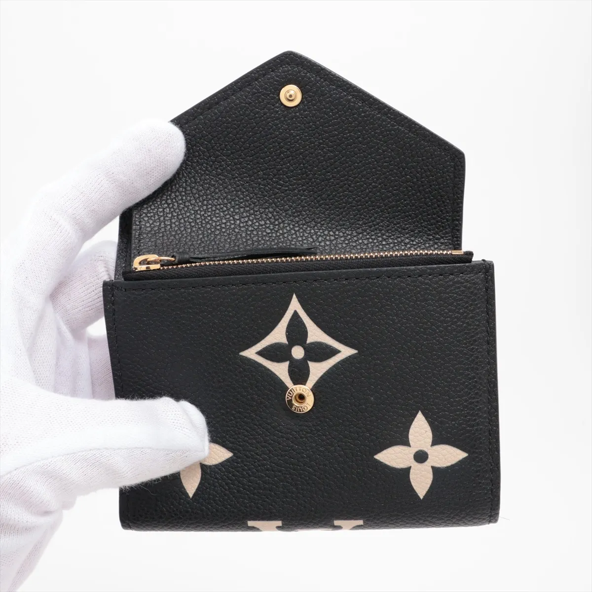 Bicolor Monogram Emprene Portefeuille Victorine M80968 Noir Compact Wallet RFID Reactive — view 3