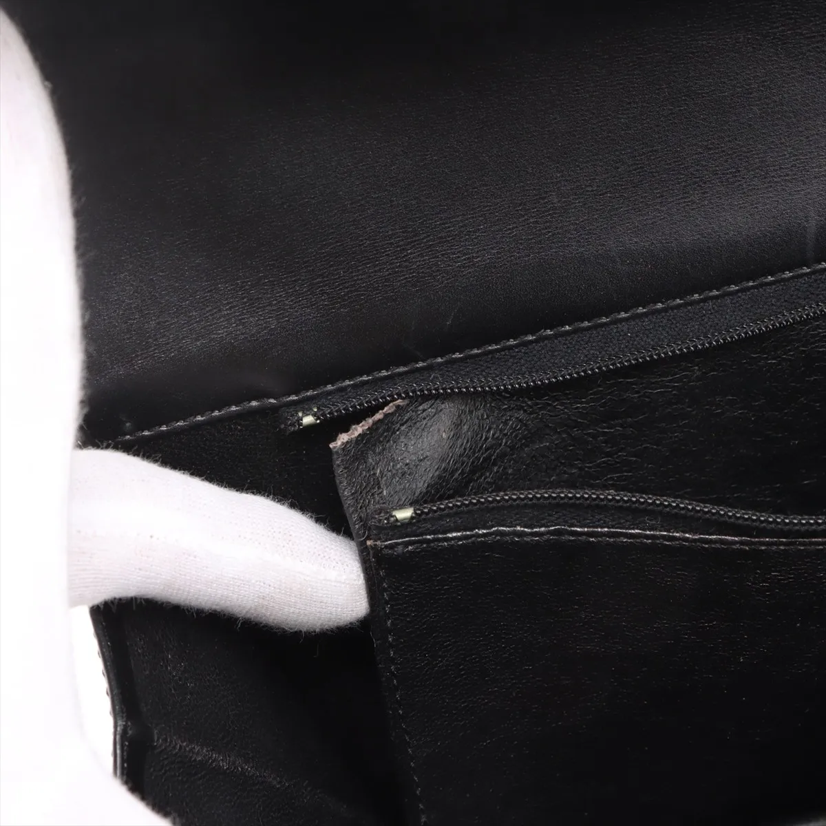 Cocomark Leather Chain Shoulder Bag Black Gold Hardware — view 12