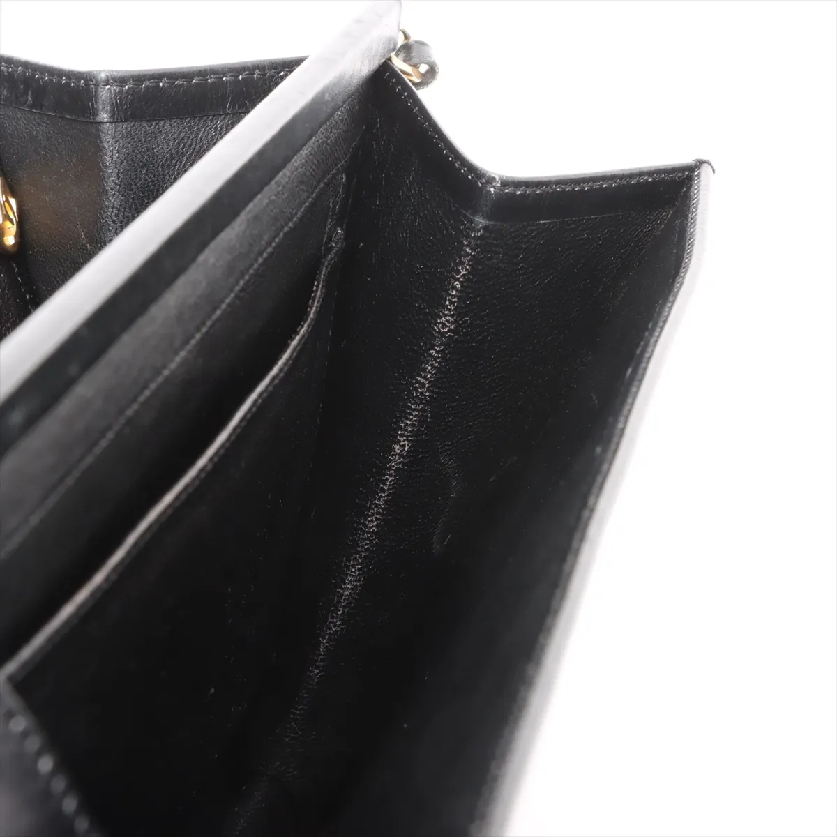 Cocomark Leather Chain Shoulder Bag Black Gold Hardware — view 13