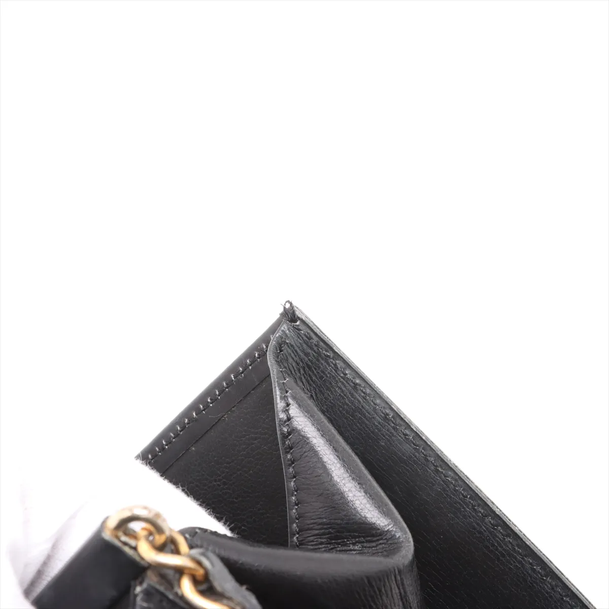 Cocomark Leather Chain Shoulder Bag Black Gold Hardware — view 14