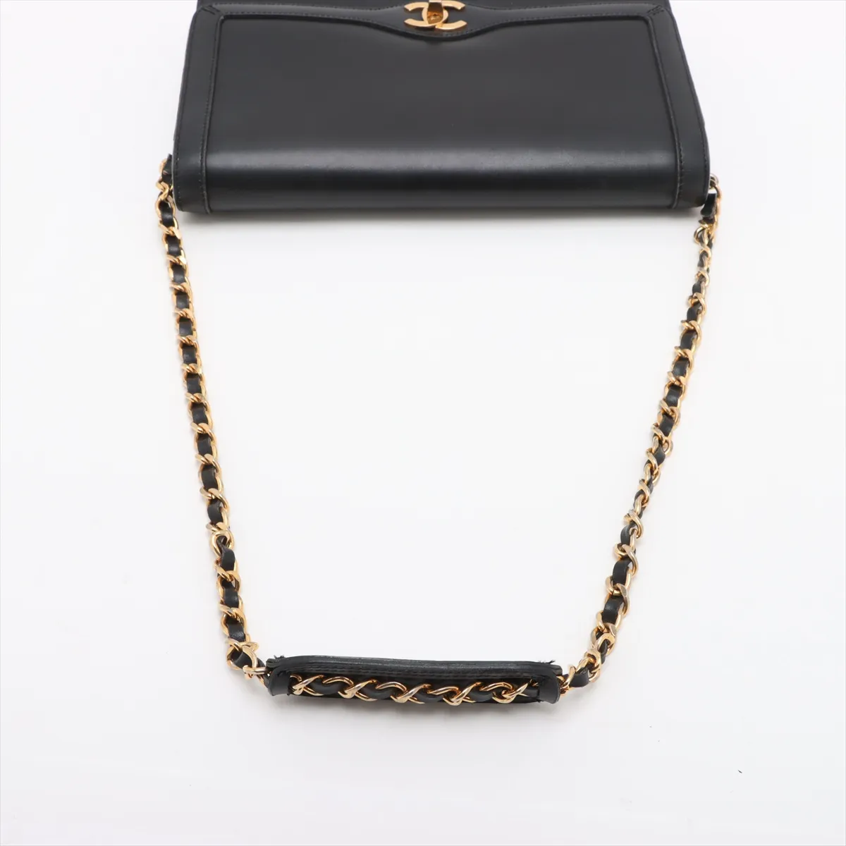 Cocomark Leather Chain Shoulder Bag Black Gold Hardware — view 5