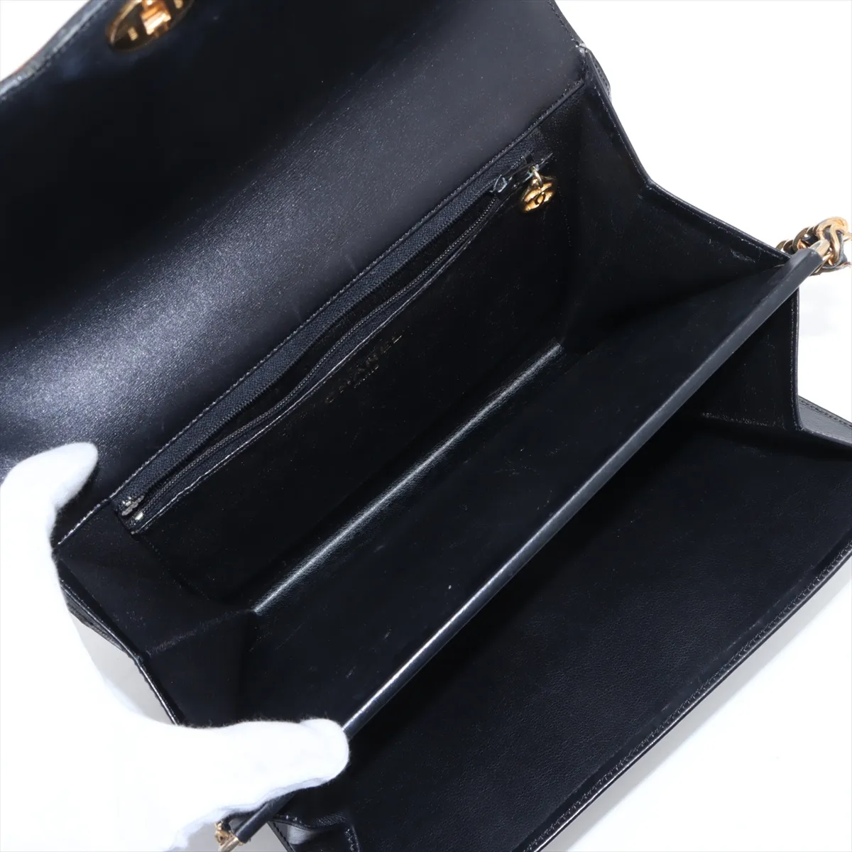 Cocomark Leather Chain Shoulder Bag Black Gold Hardware — view 8