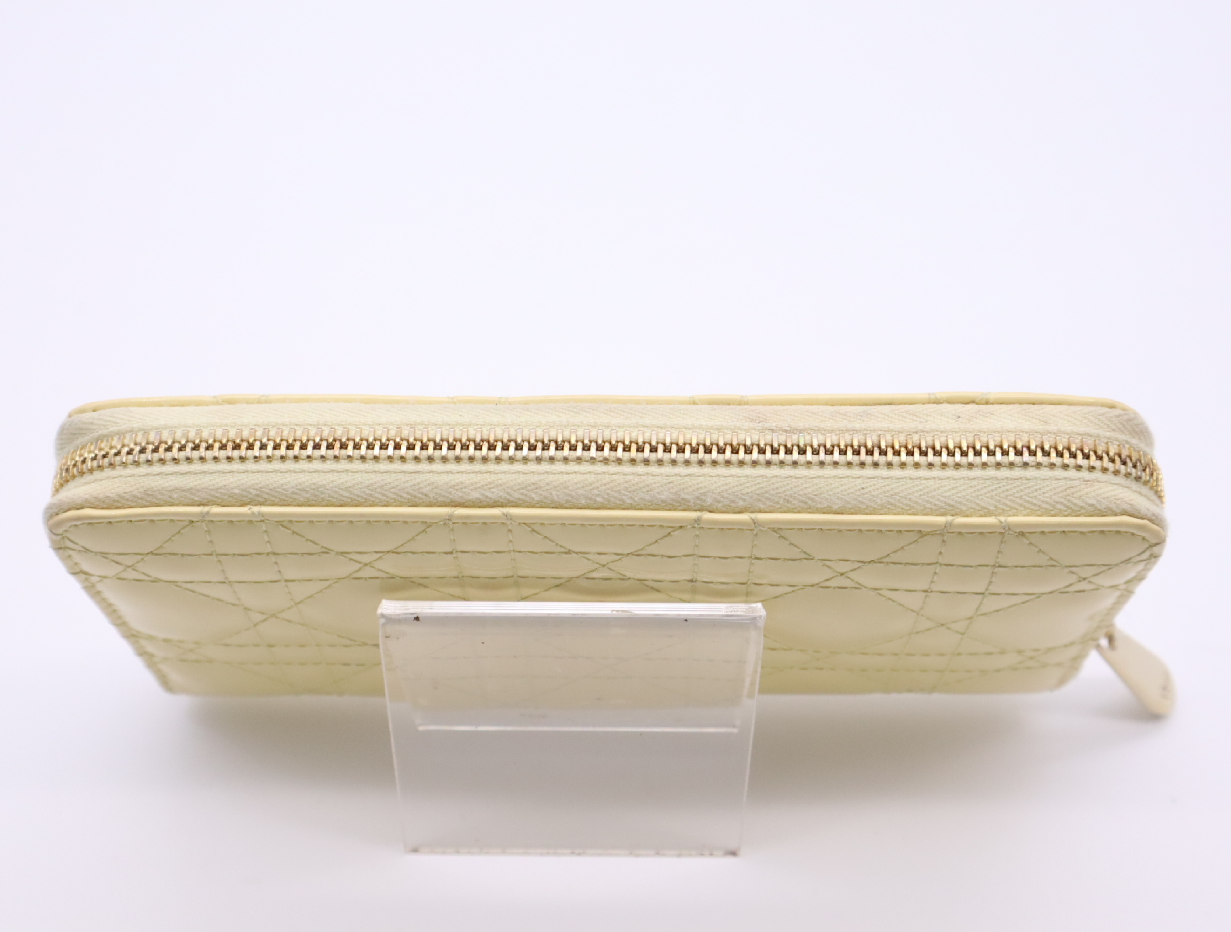 Patent Leather Cannage Long Wallet, Cream — view 4