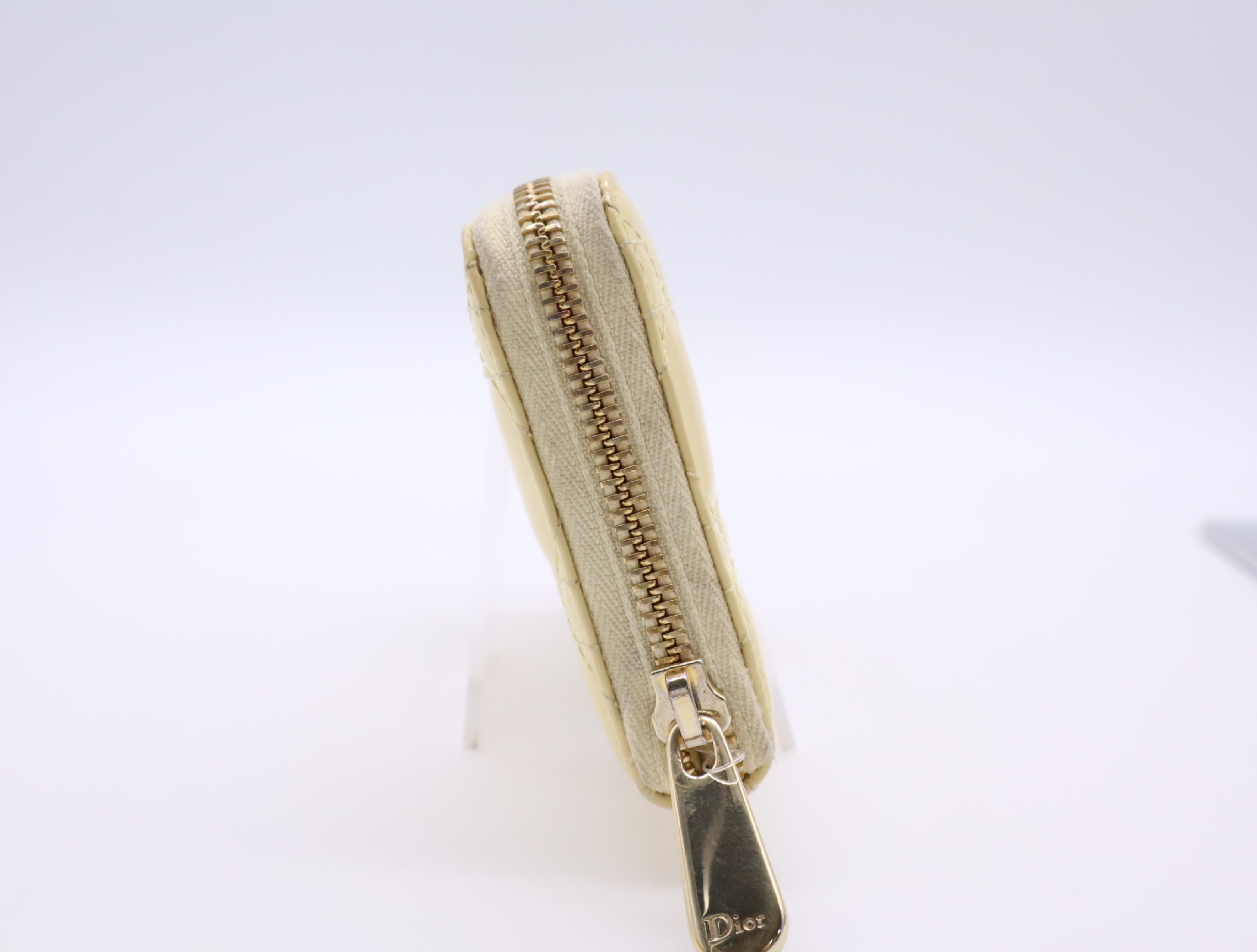 Patent Leather Cannage Long Wallet, Cream — view 5