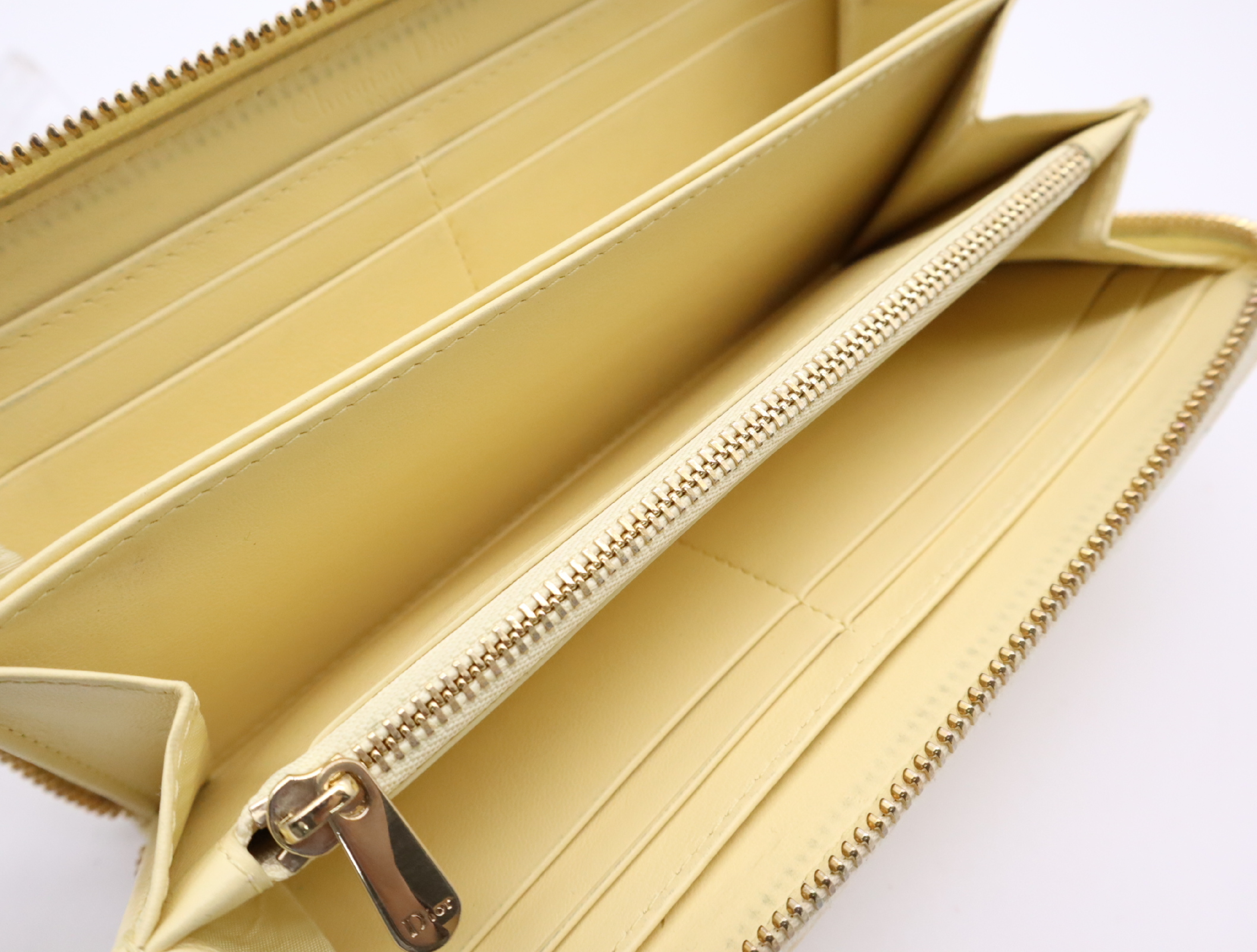 Patent Leather Cannage Long Wallet, Cream — view 10