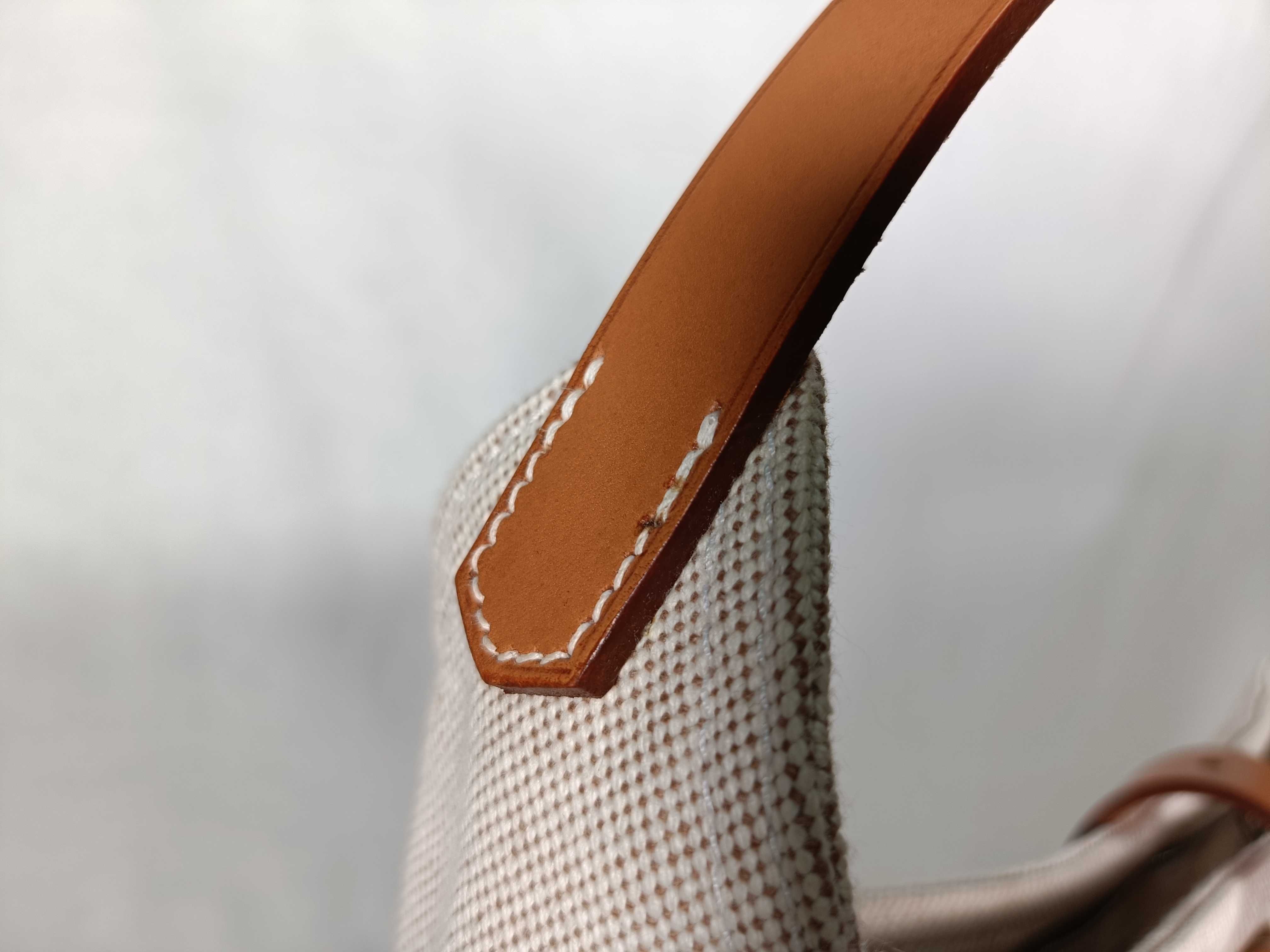 Marwari PM Tote Bag, Toile H x Leather, Brown x Beige, Silver Hardware, M: 2009 — view 11