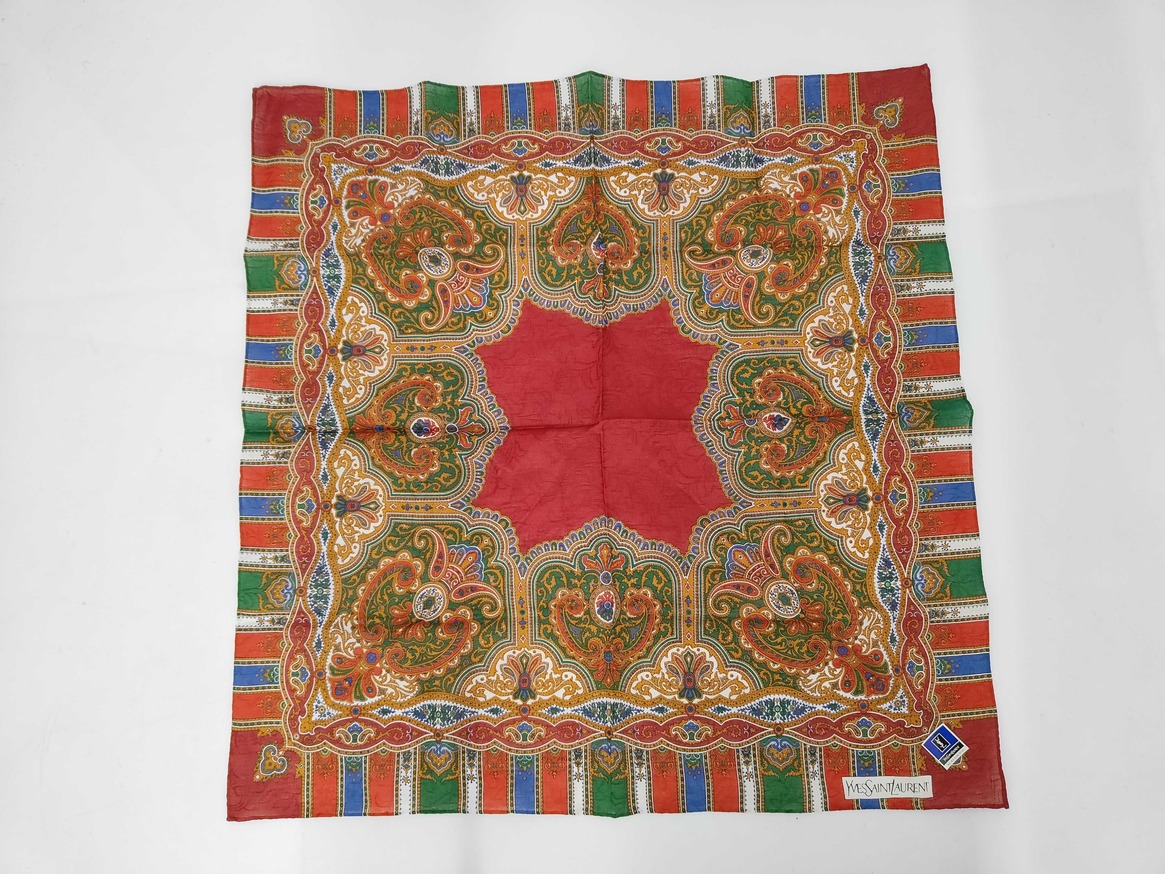 handkerchief/scarf with sticker, large size, paisley pattern, red, other accessories.