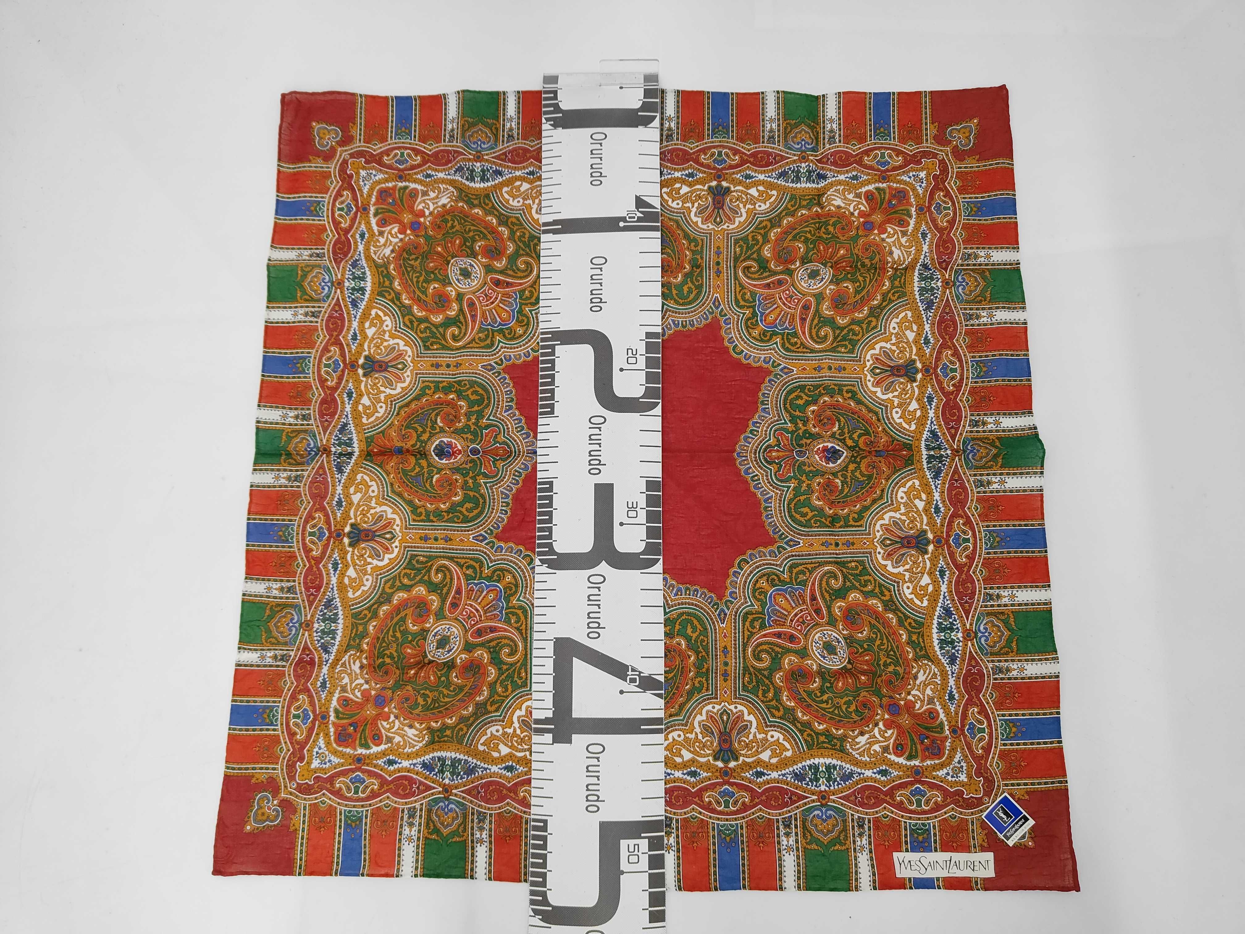 handkerchief/scarf with sticker, large size, paisley pattern, red, other accessories. — view 2
