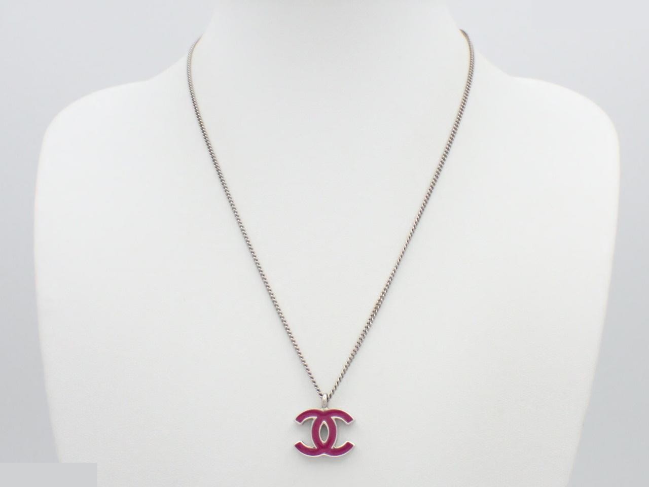 02C Coco Mark Necklace Pink Silver — view 3
