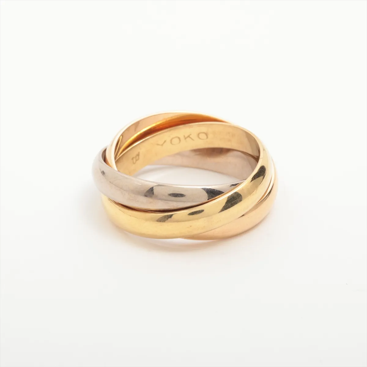 Trinity Ring 750 (Yellow Gold x Pink Gold x White Gold) 7.9g Size 51 Nameplate DW1490 — view 2