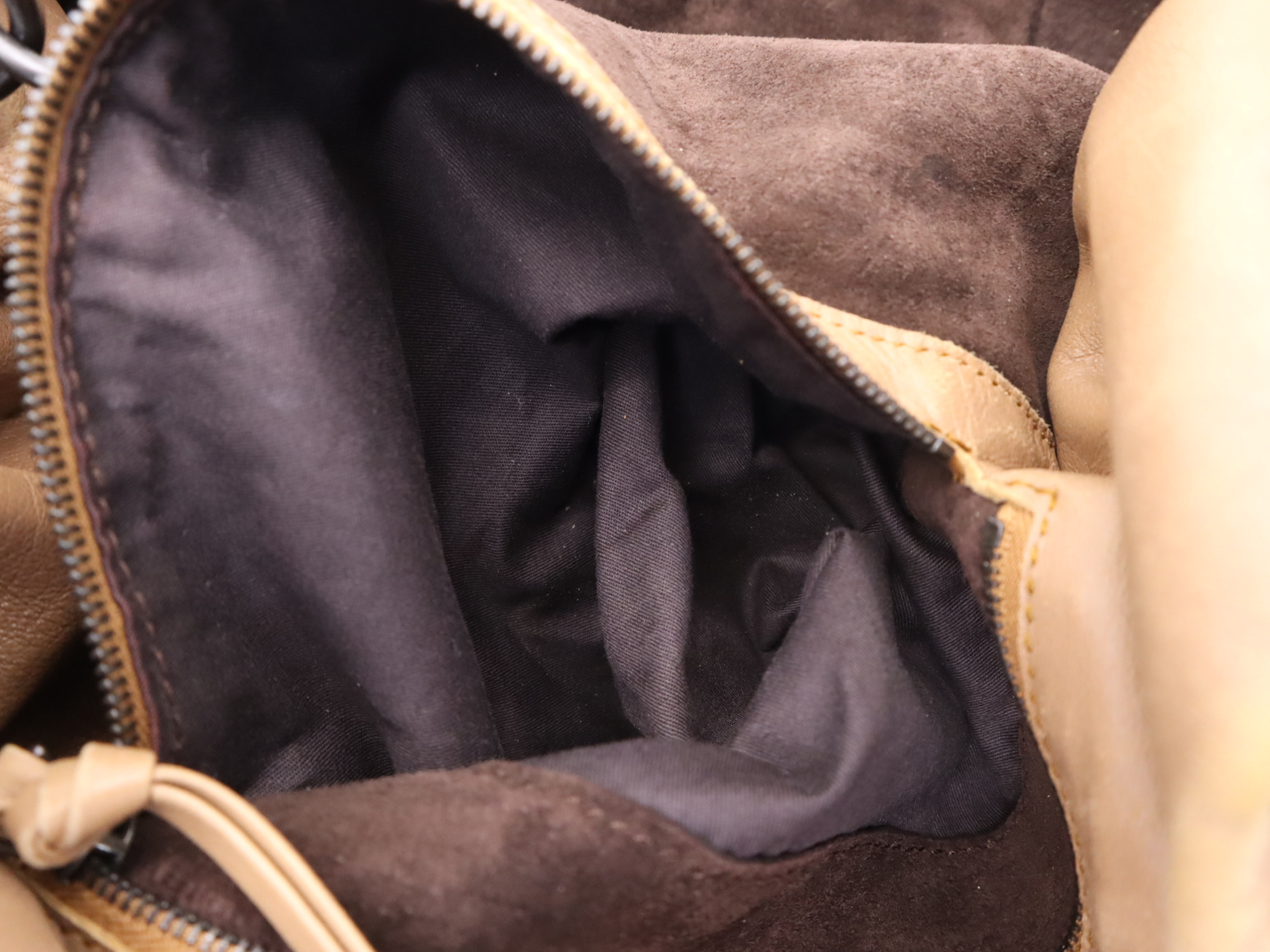 Leather Intrecciato Shoulder Bag, Brown, Silver Hardware — view 12