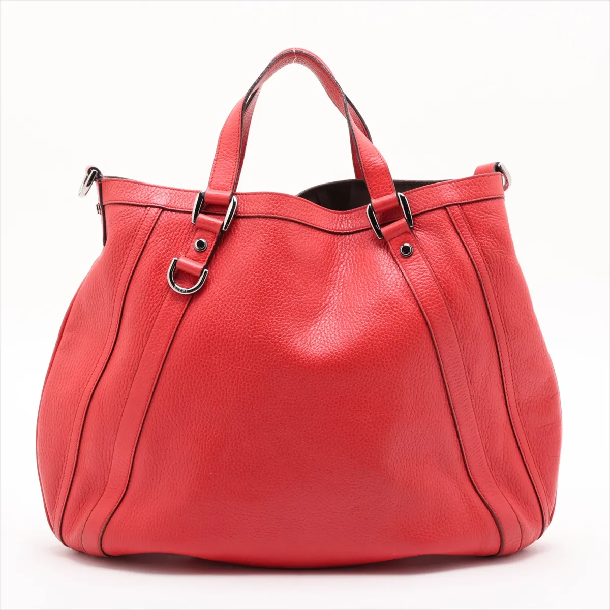 268641 Leather 2-Way Handbag Red Outlet — view 2