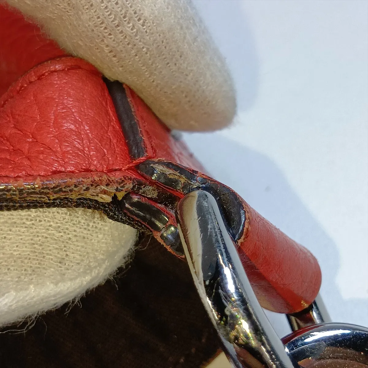 268641 Leather 2-Way Handbag Red Outlet — view 13