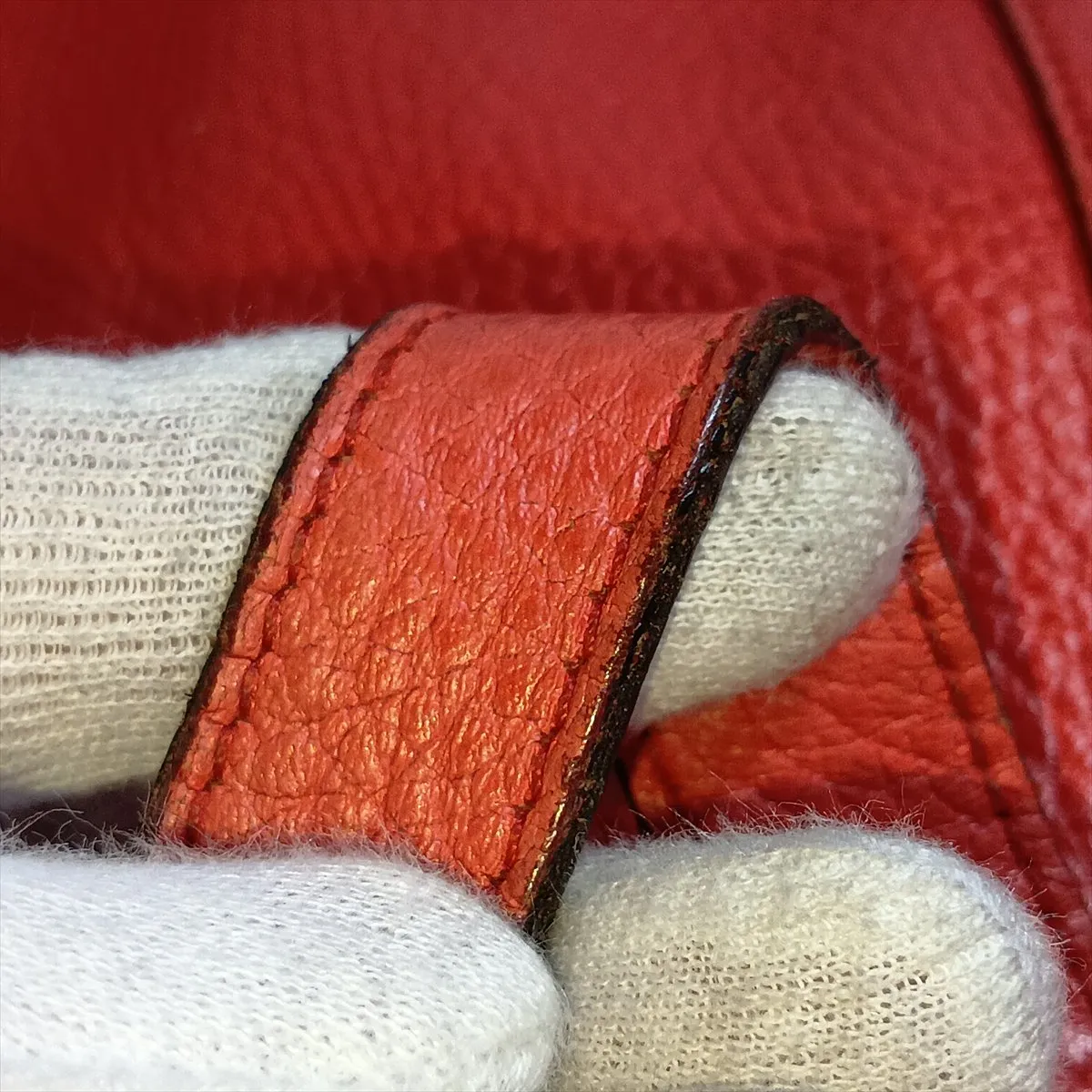 268641 Leather 2-Way Handbag Red Outlet — view 14