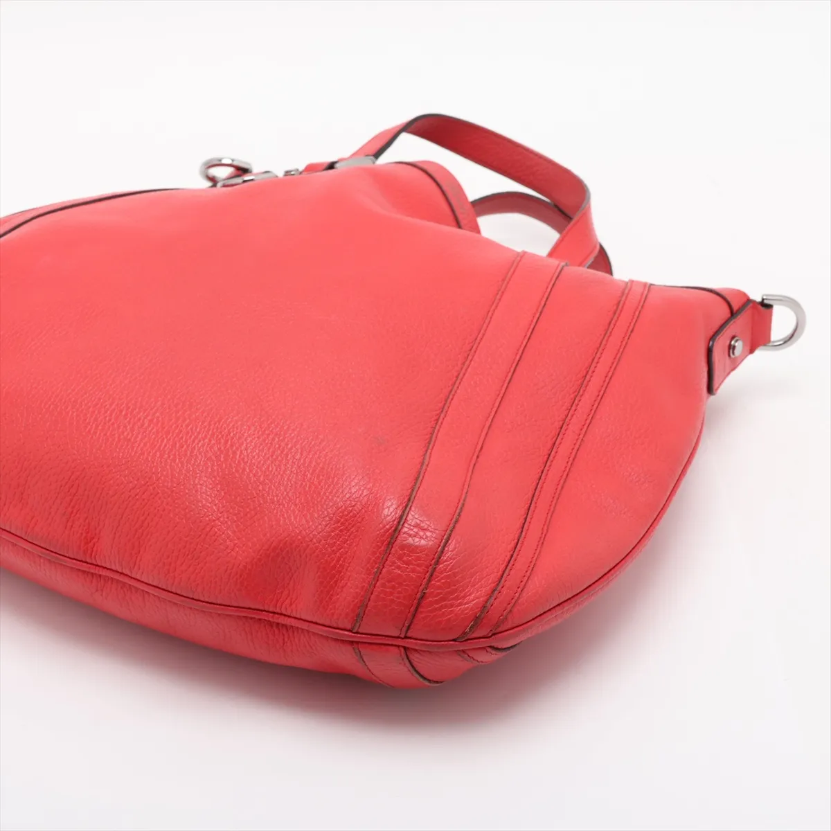 268641 Leather 2-Way Handbag Red Outlet — view 3