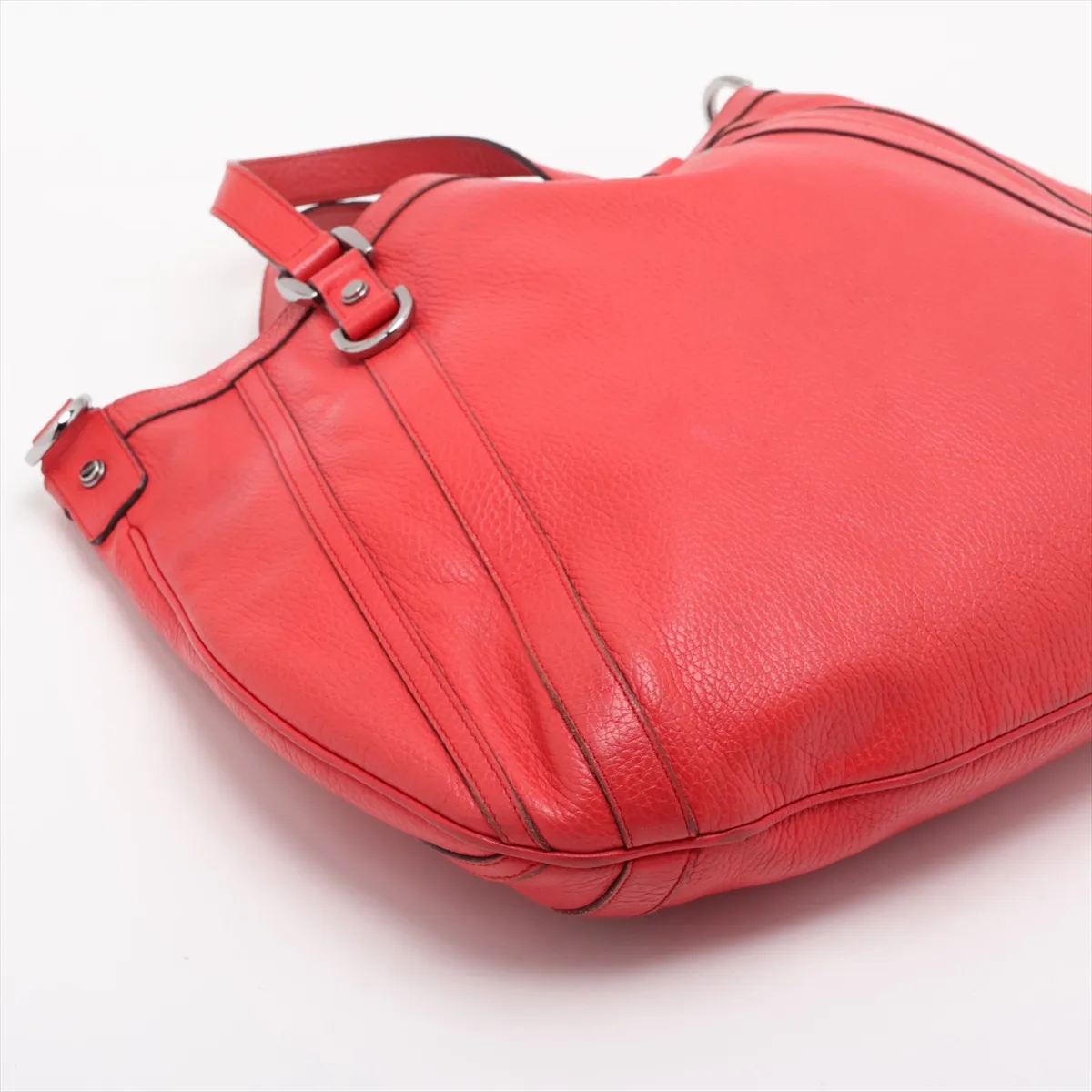268641 Leather 2-Way Handbag Red Outlet — view 4