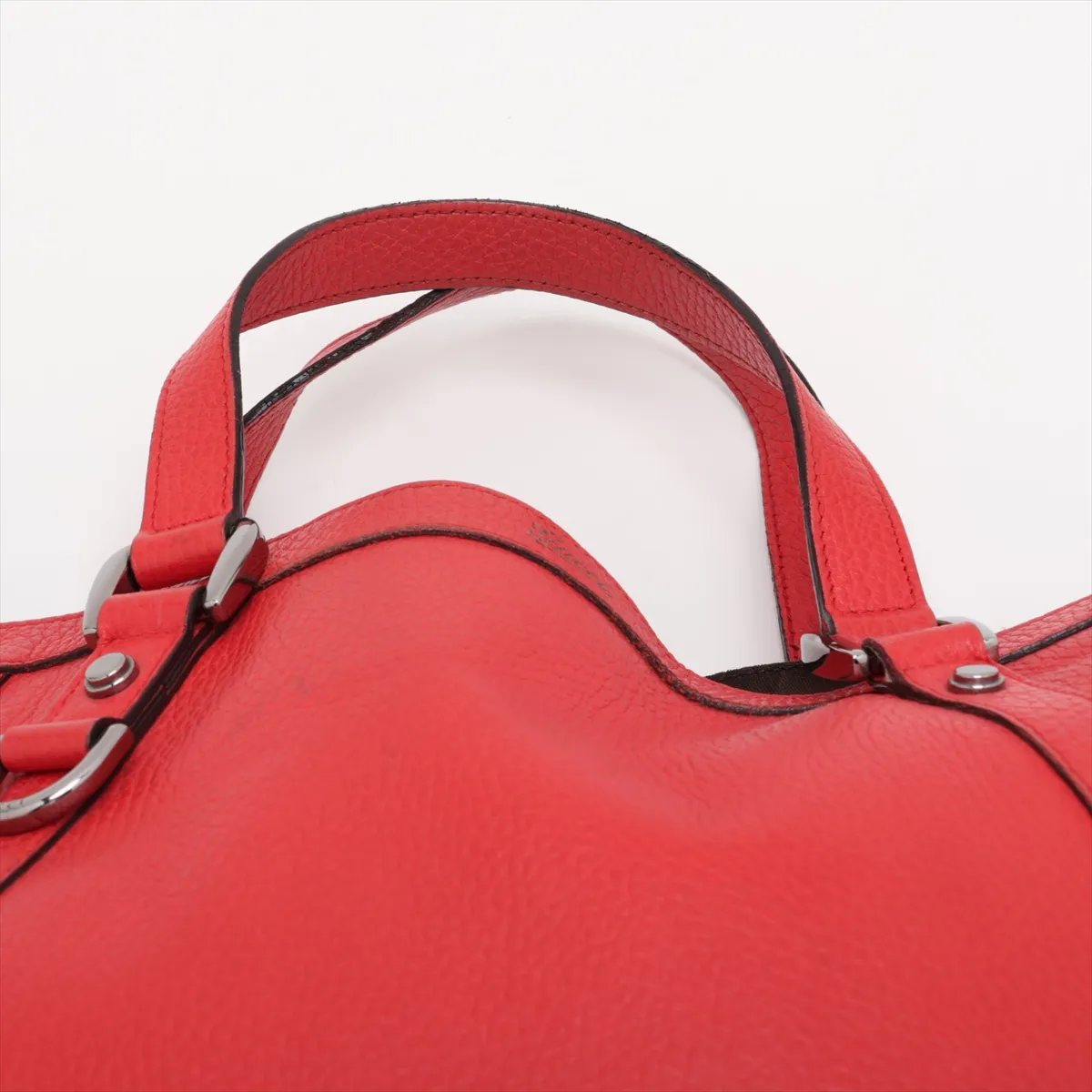 268641 Leather 2-Way Handbag Red Outlet — view 6