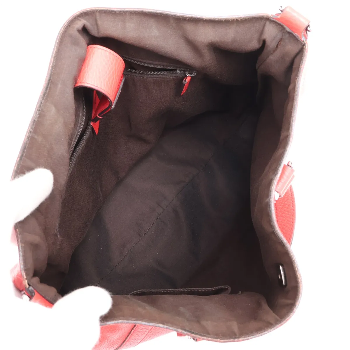 268641 Leather 2-Way Handbag Red Outlet — view 8