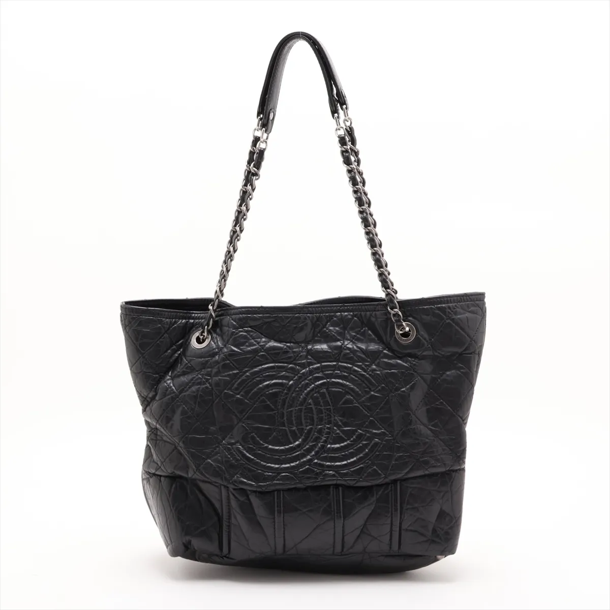 Coco Mark Vintage Calf Chain Tote Bag, Black with Gunmetal Hardware, Item No. 12930362 (Serial Number 12)