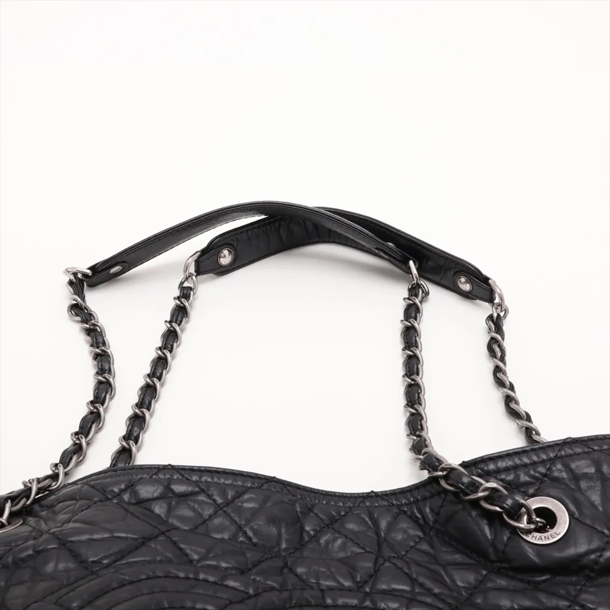 Coco Mark Vintage Calf Chain Tote Bag, Black with Gunmetal Hardware, Item No. 12930362 (Serial Number 12) — view 6
