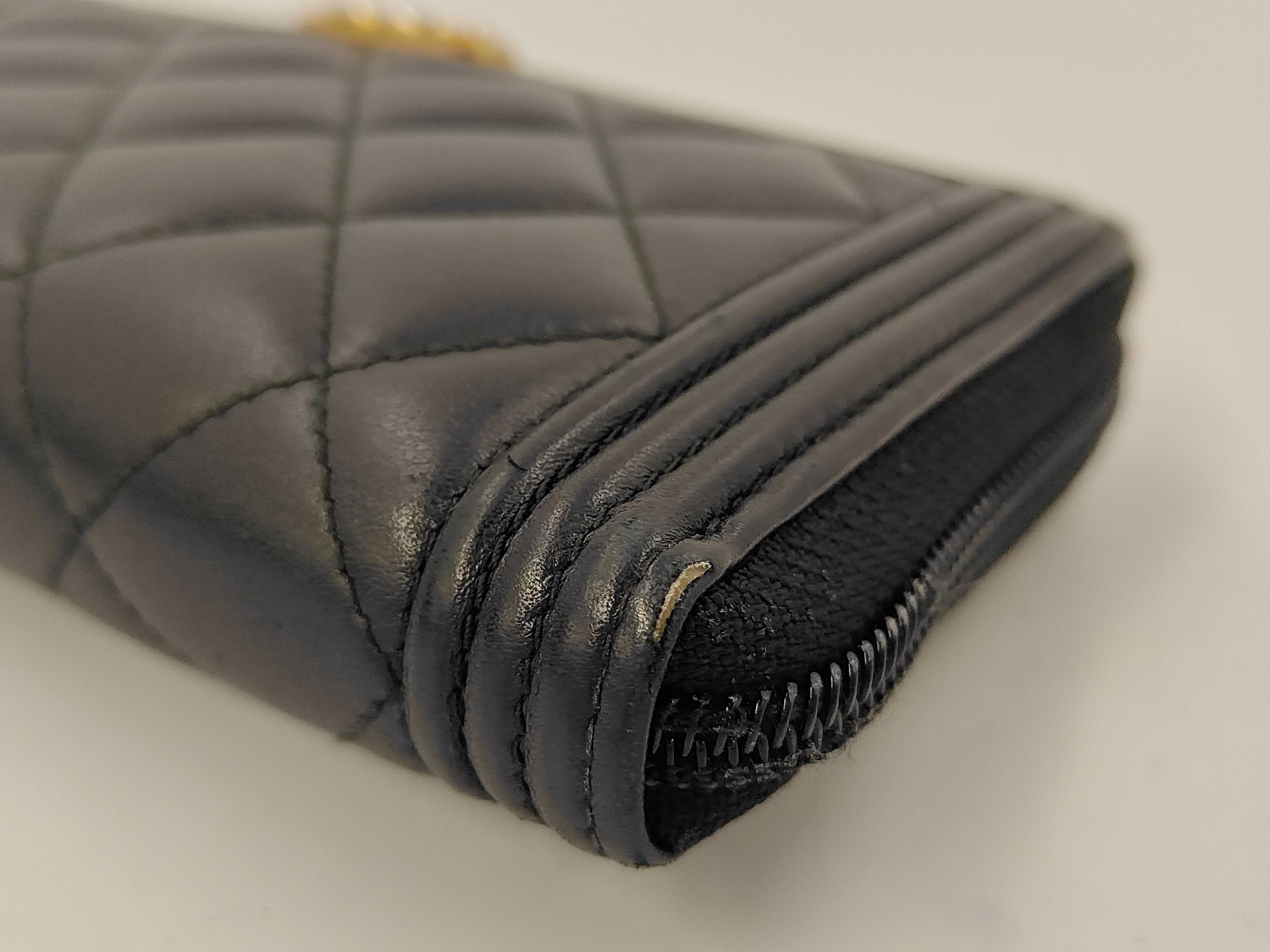Boy Chanel Matelasse Flap Long Wallet Zippy Wallet Gold Hardware Black With Serial Seal No. 22 Wallet — view 3