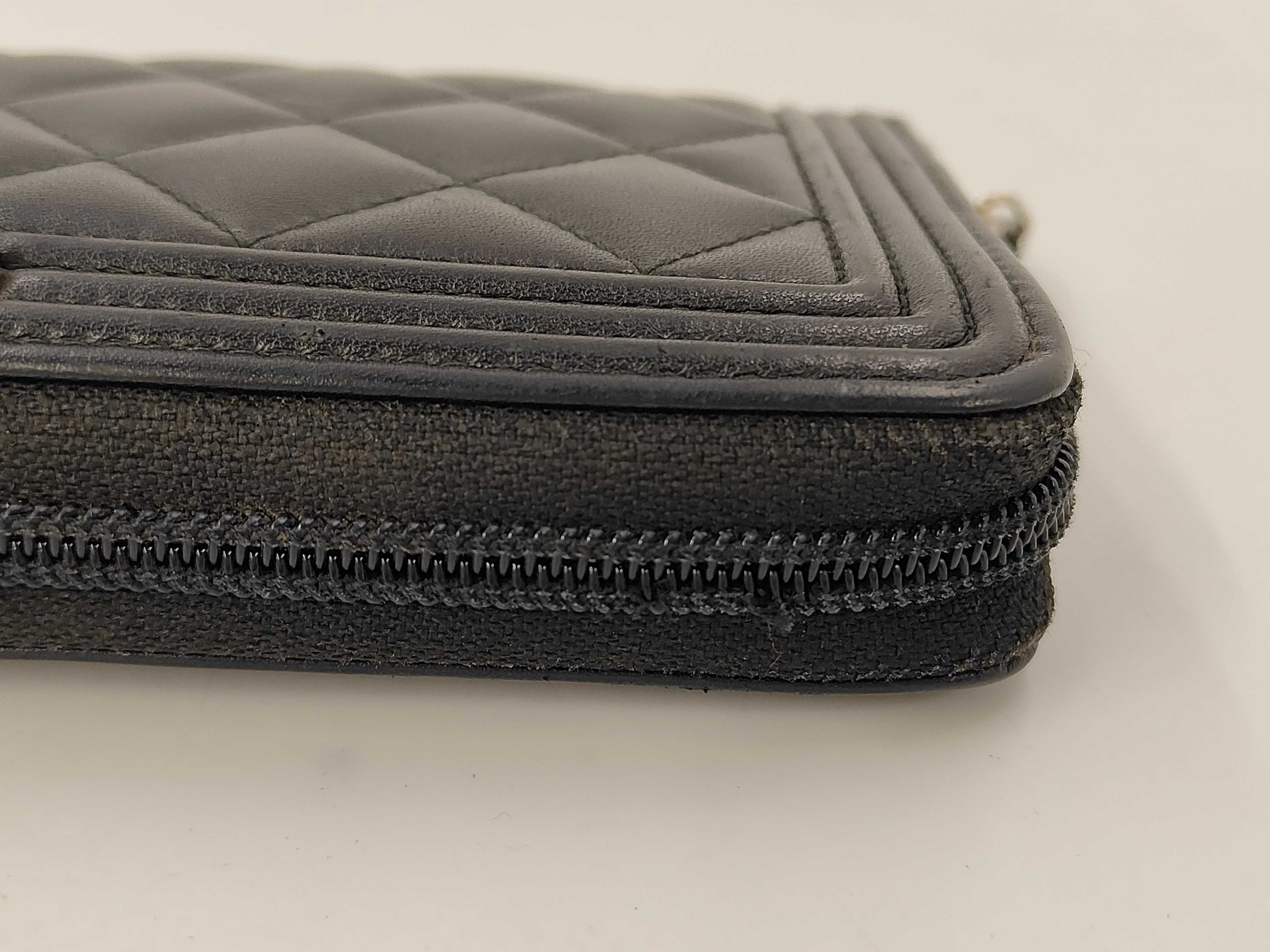 Boy Chanel Matelasse Flap Long Wallet Zippy Wallet Gold Hardware Black With Serial Seal No. 22 Wallet — view 4