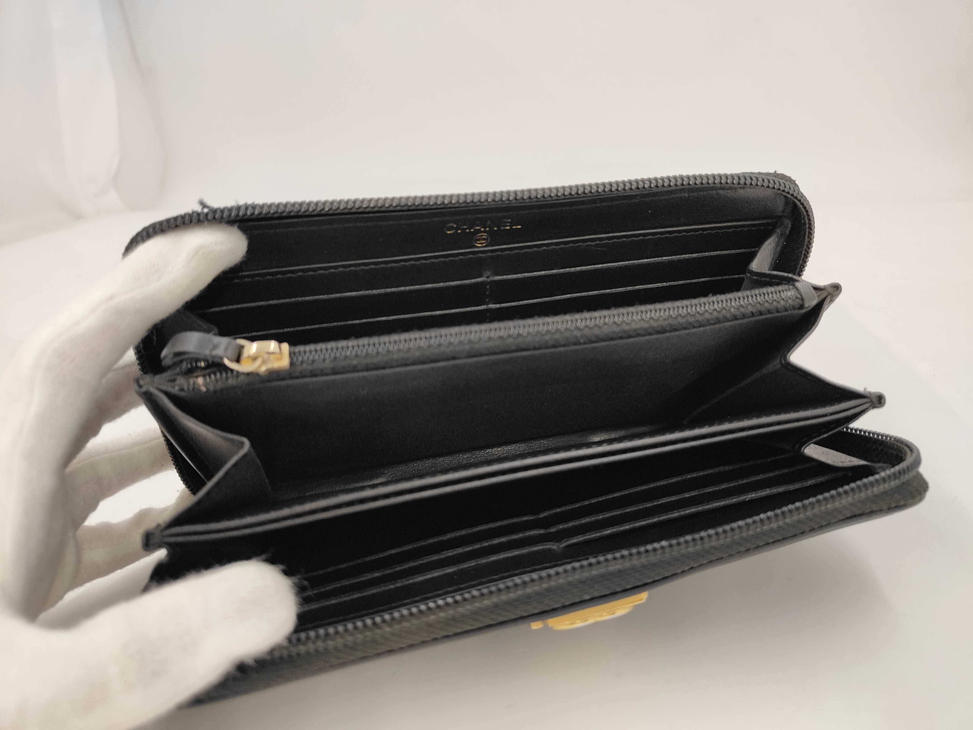 Boy Chanel Matelasse Flap Long Wallet Zippy Wallet Gold Hardware Black With Serial Seal No. 22 Wallet — view 5