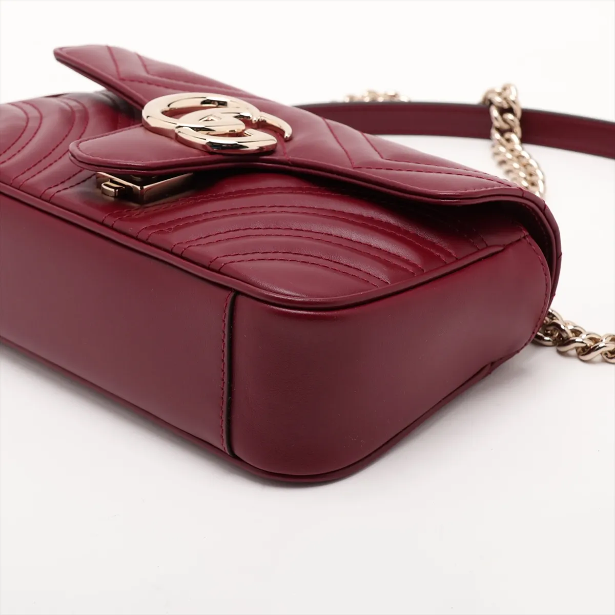 GG Marmont Leather Chain Shoulder Bag, Bordeaux, 446744 — view 3