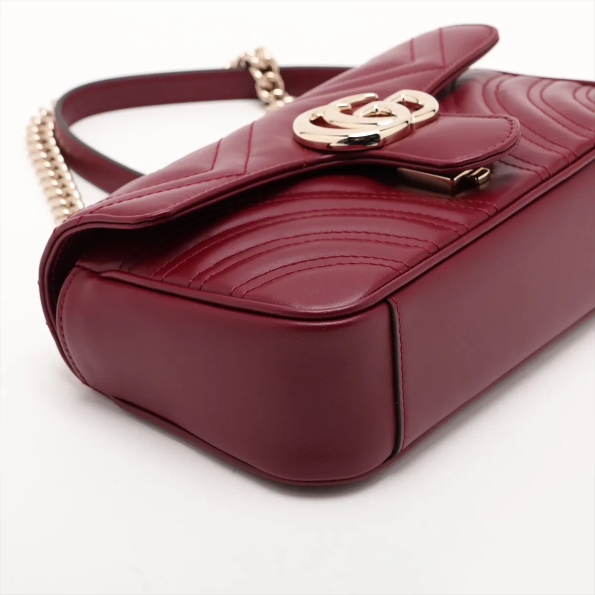 GG Marmont Leather Chain Shoulder Bag, Bordeaux, 446744 — view 4