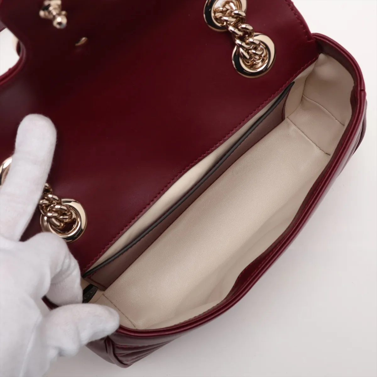 GG Marmont Leather Chain Shoulder Bag, Bordeaux, 446744 — view 7