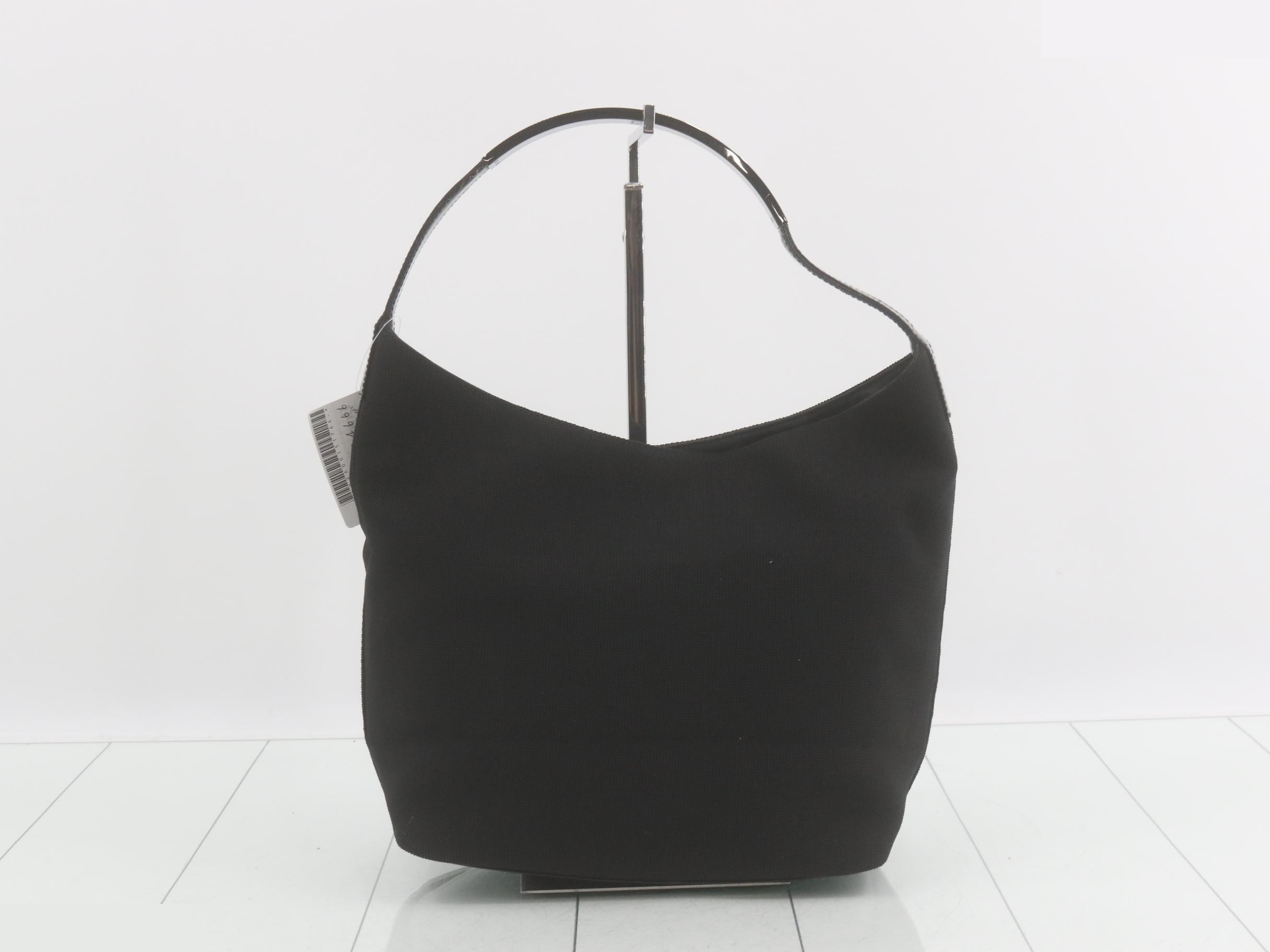 One-shoulder bag, black nylon, metal — view 2