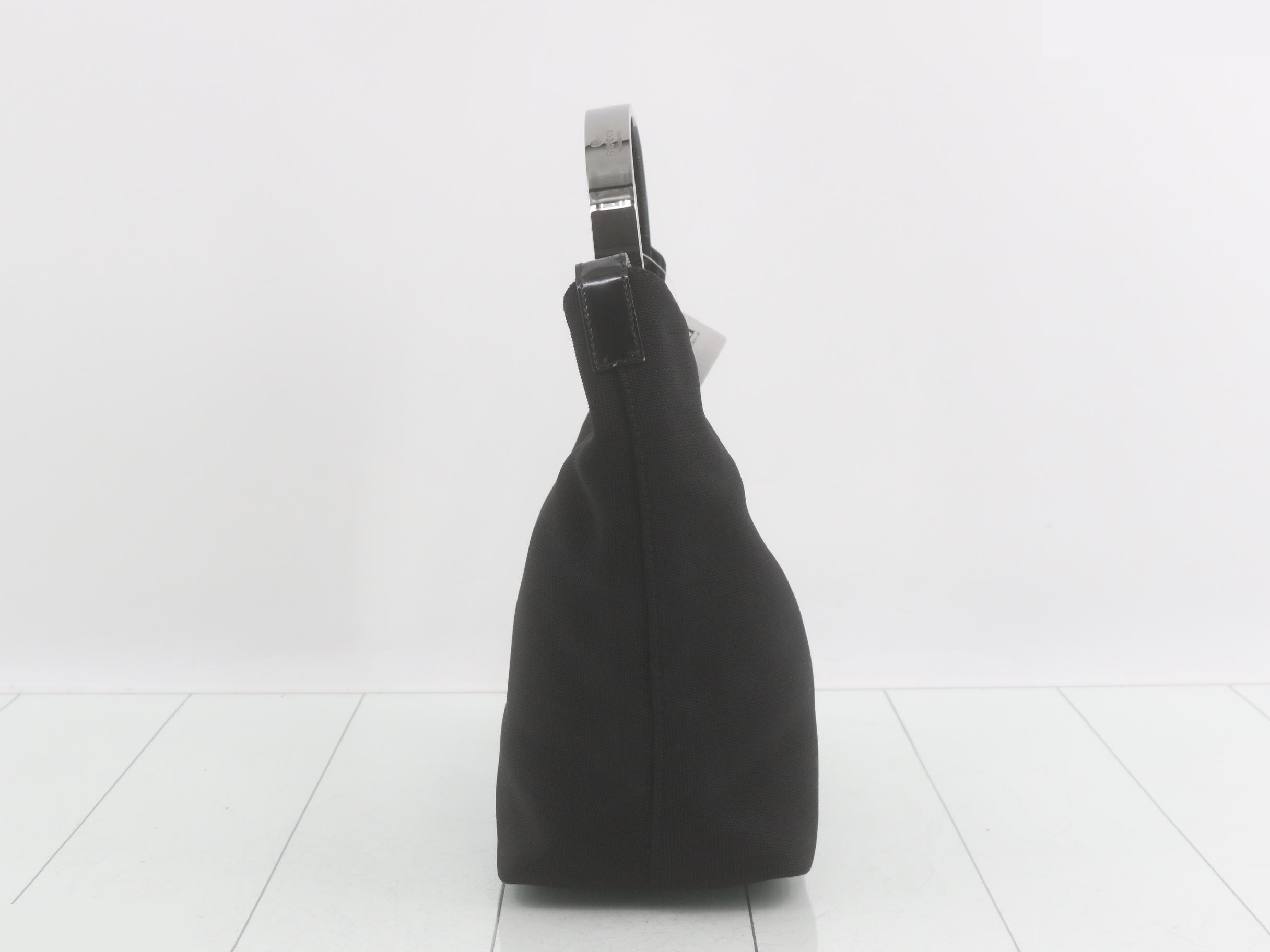 One-shoulder bag, black nylon, metal — view 4