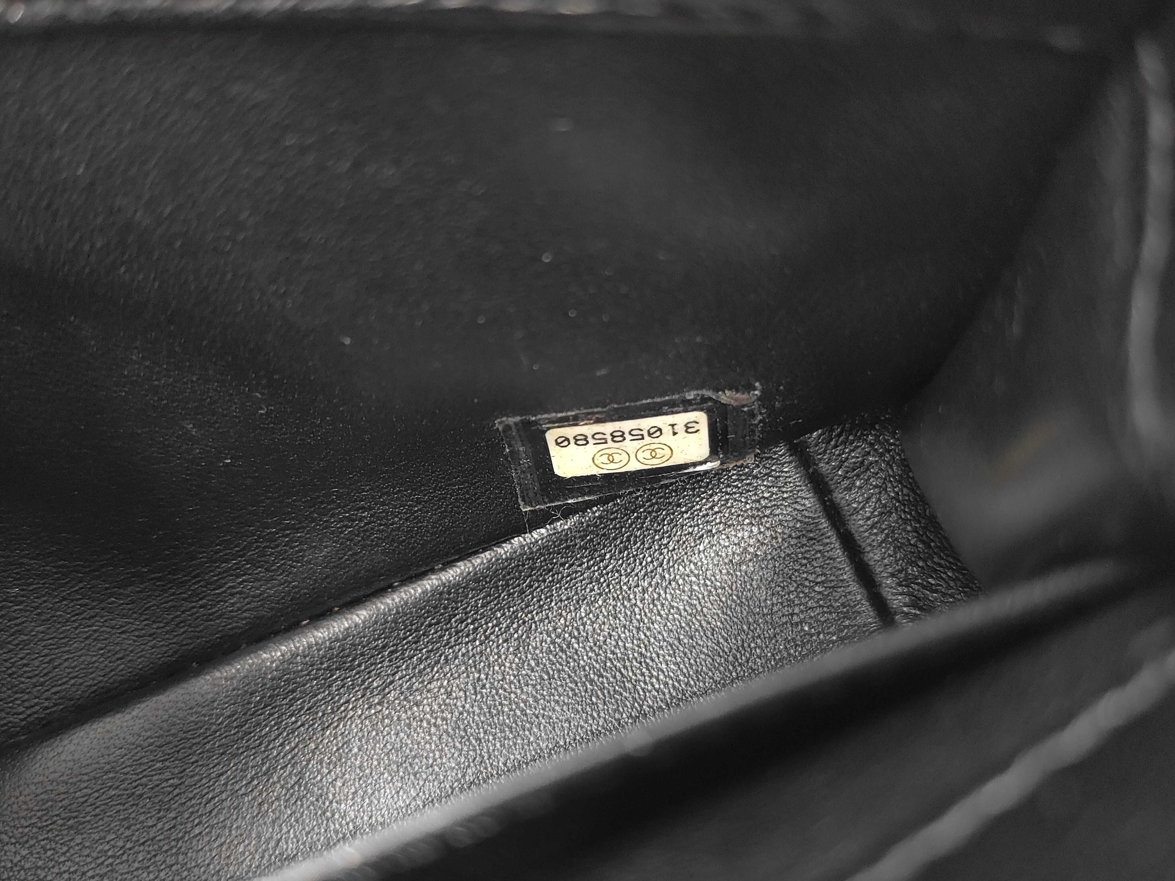 Mini Matelassé Chain Shoulder Bag, Black Lambskin, Pearl Chain, Gold Hardware. — view 11