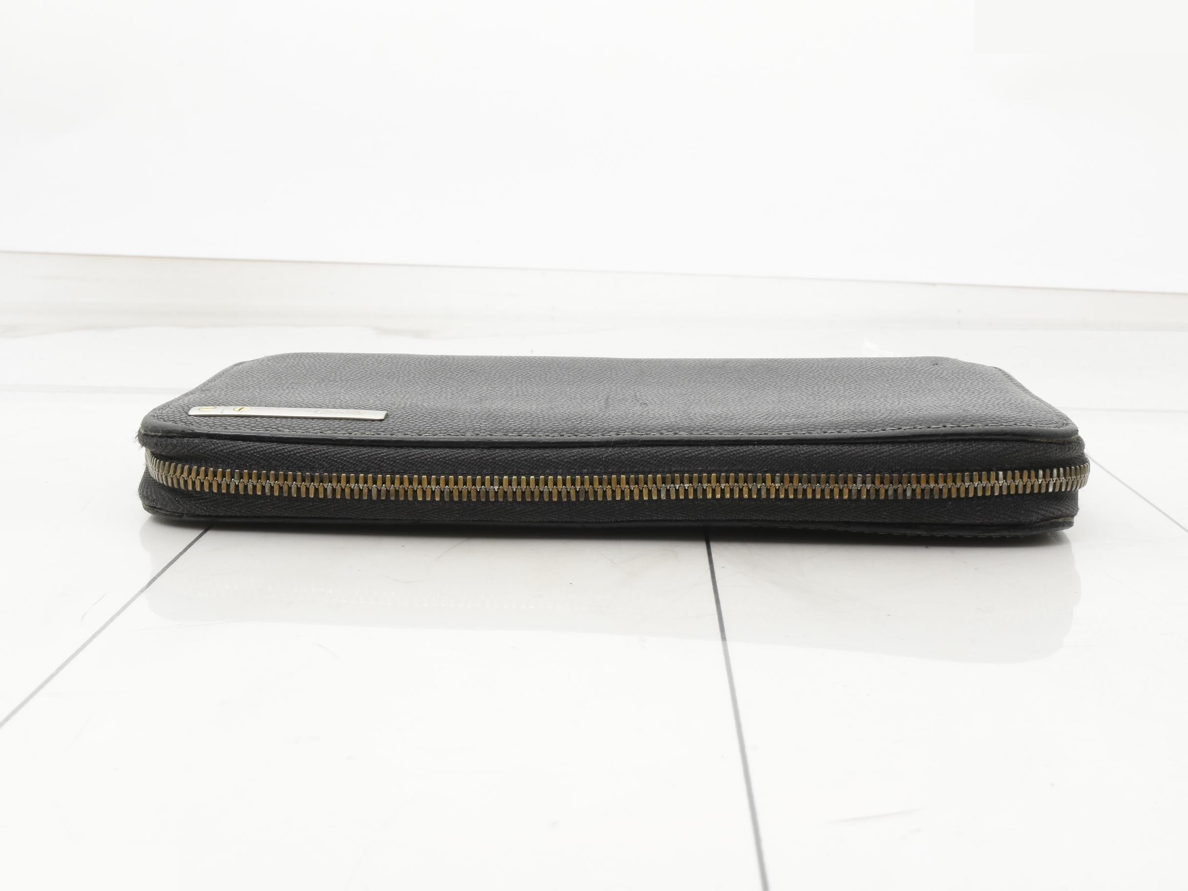 L3000942 Round Zipper Long Wallet, Leather, Black — view 3