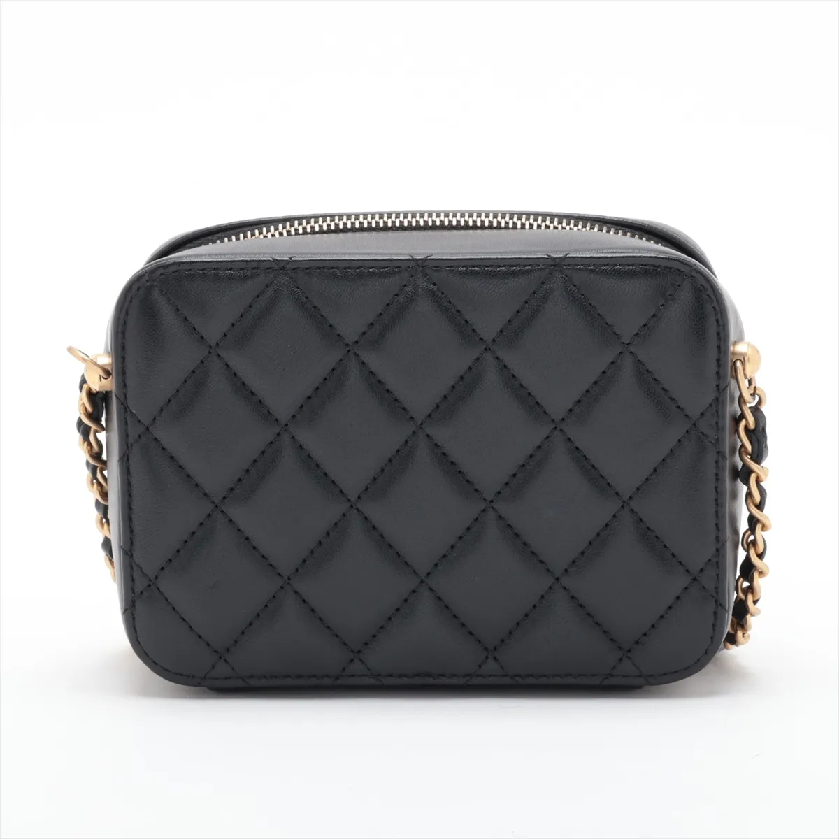 Mini Matelassé Lambskin Chain Shoulder Bag, Black with Gold Hardware, 31946118, Serial Number 31 — view 2