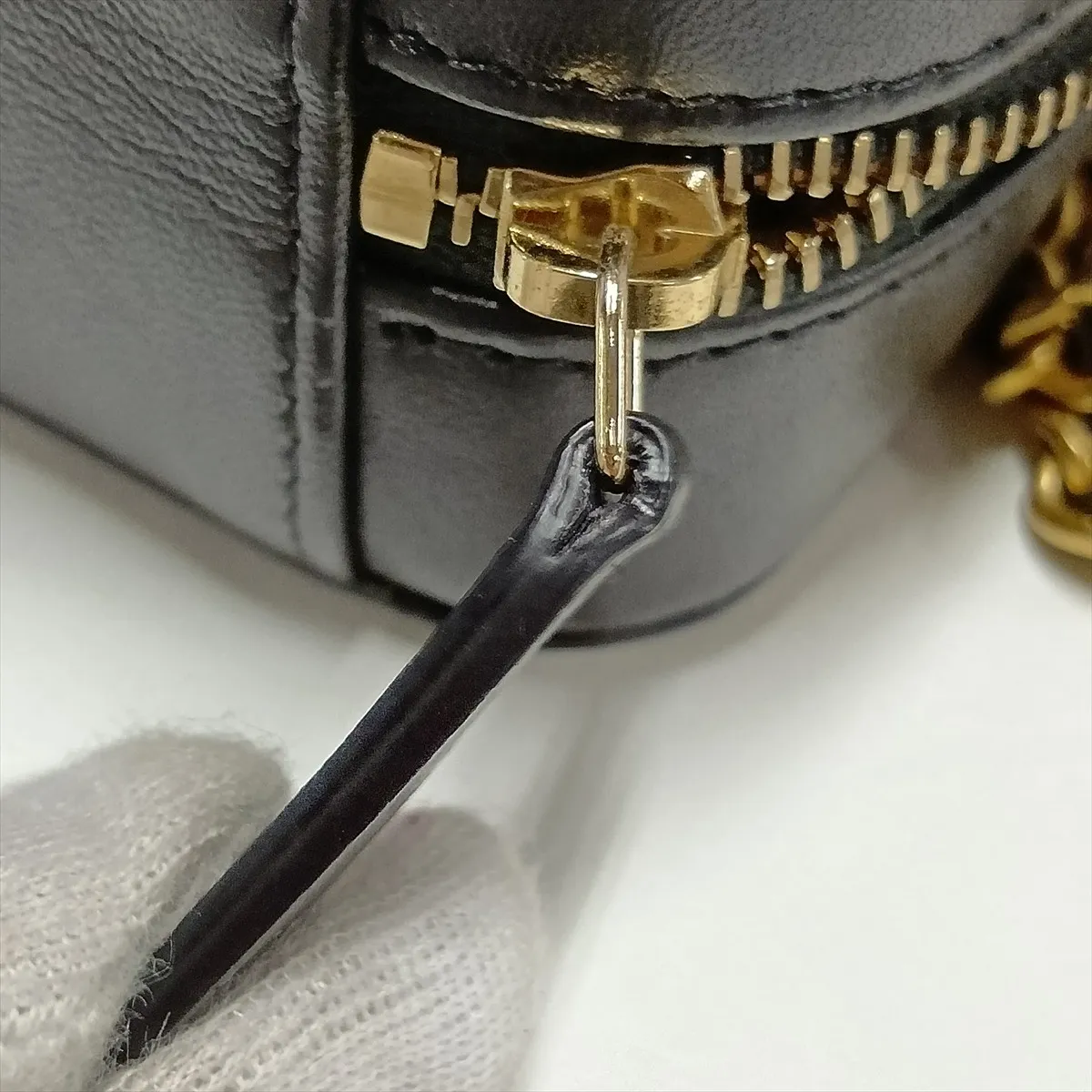 Mini Matelassé Lambskin Chain Shoulder Bag, Black with Gold Hardware, 31946118, Serial Number 31 — view 10