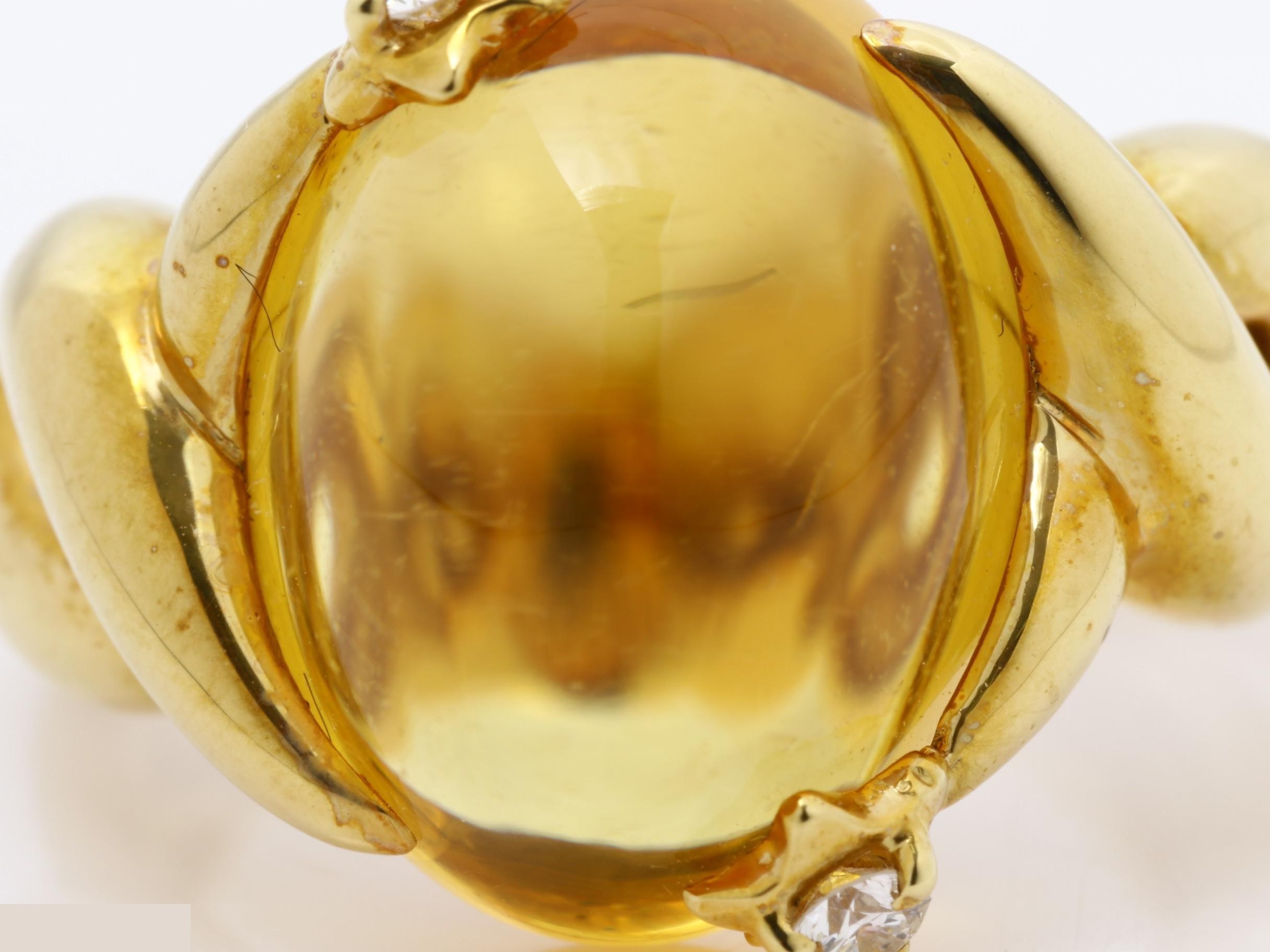 YG750 Comet Citrine Diamond Ring, 13.7g, Size #53 — view 2