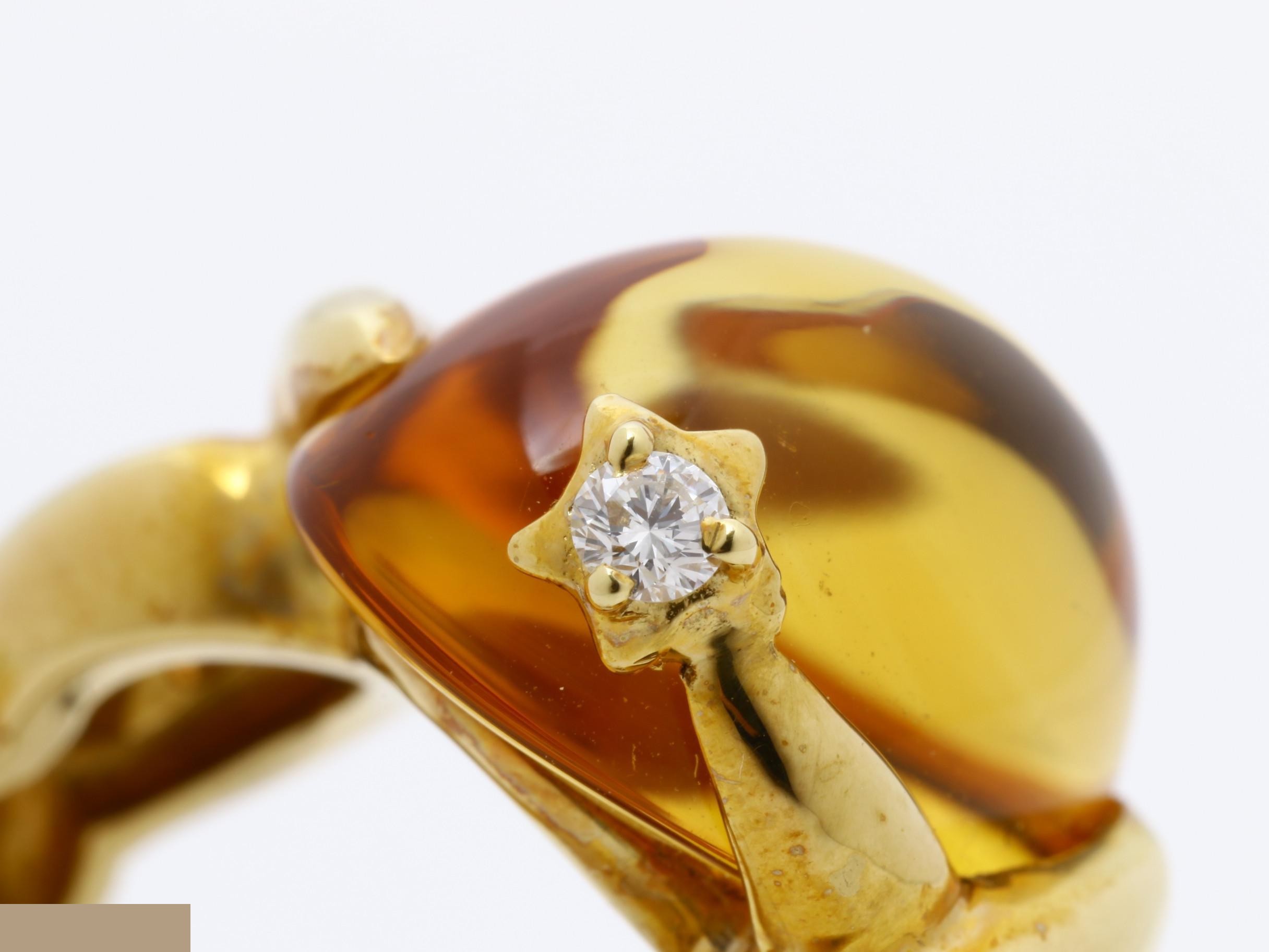 YG750 Comet Citrine Diamond Ring, 13.7g, Size #53 — view 3