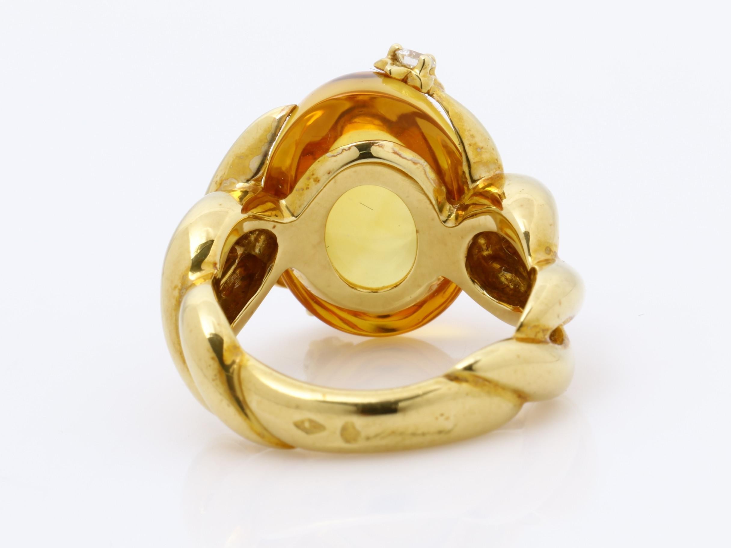 YG750 Comet Citrine Diamond Ring, 13.7g, Size #53 — view 4