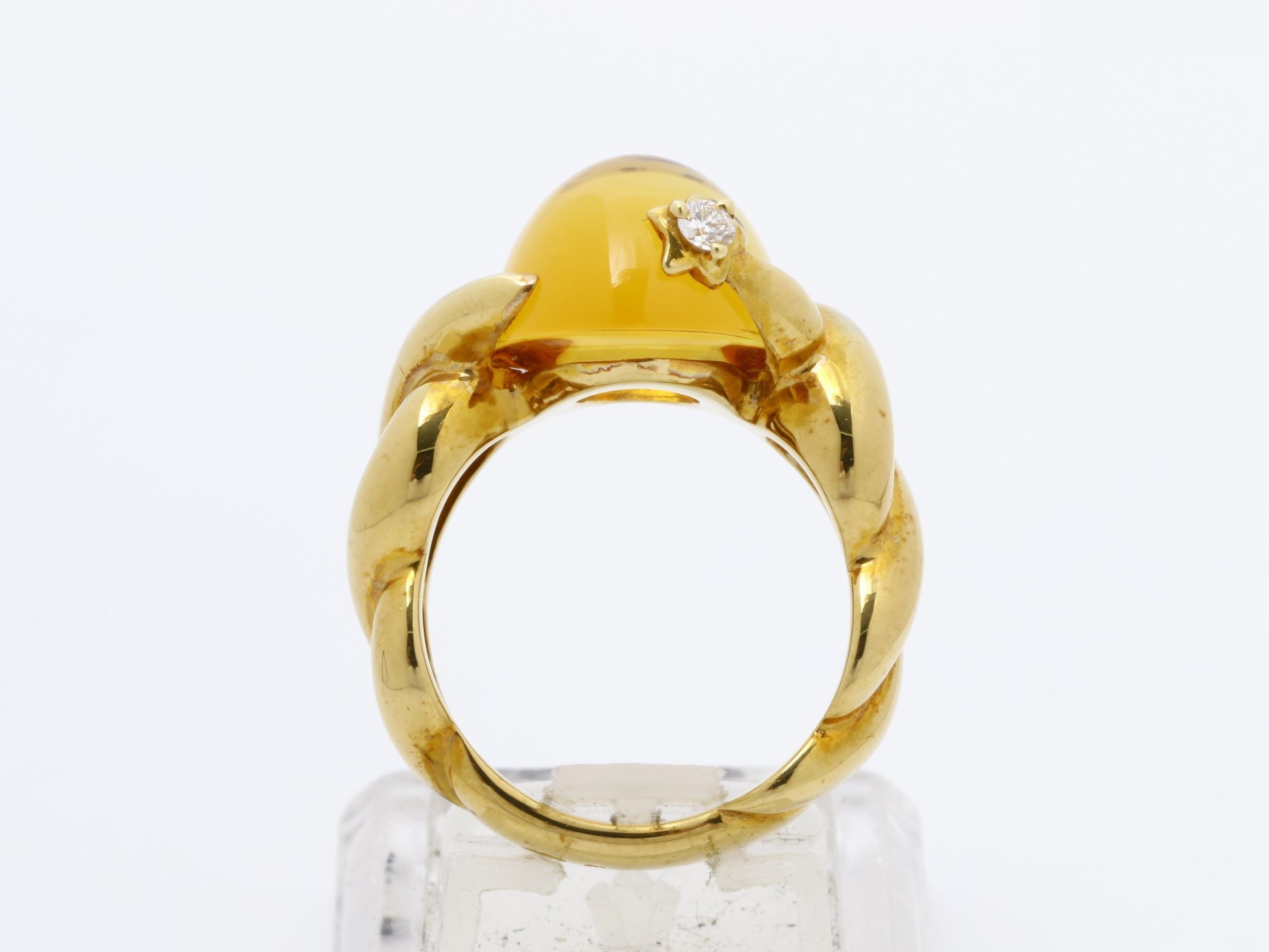 YG750 Comet Citrine Diamond Ring, 13.7g, Size #53 — view 5